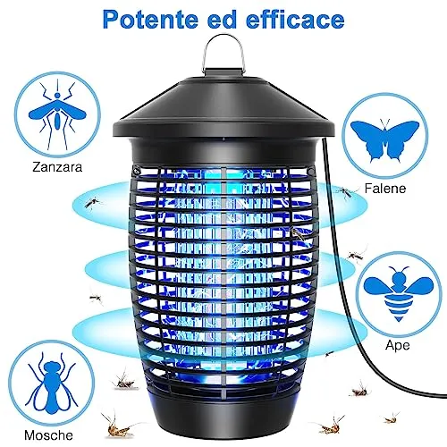 Lampada Antizanzare Elettrica, Aggiornamento per il 2023, 4500V 20W UV Zanzariera Elettrica Impermeabile IPX4, Insetticida Zanza