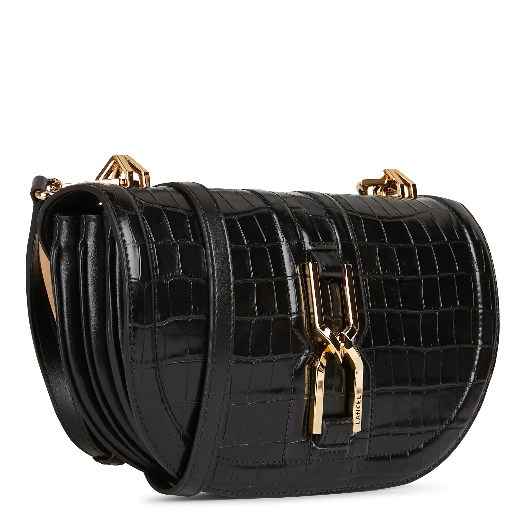  LANCEL   CLEPSYDRE - Borsa a tracolla in pelle effetto coccodrillo | Nero