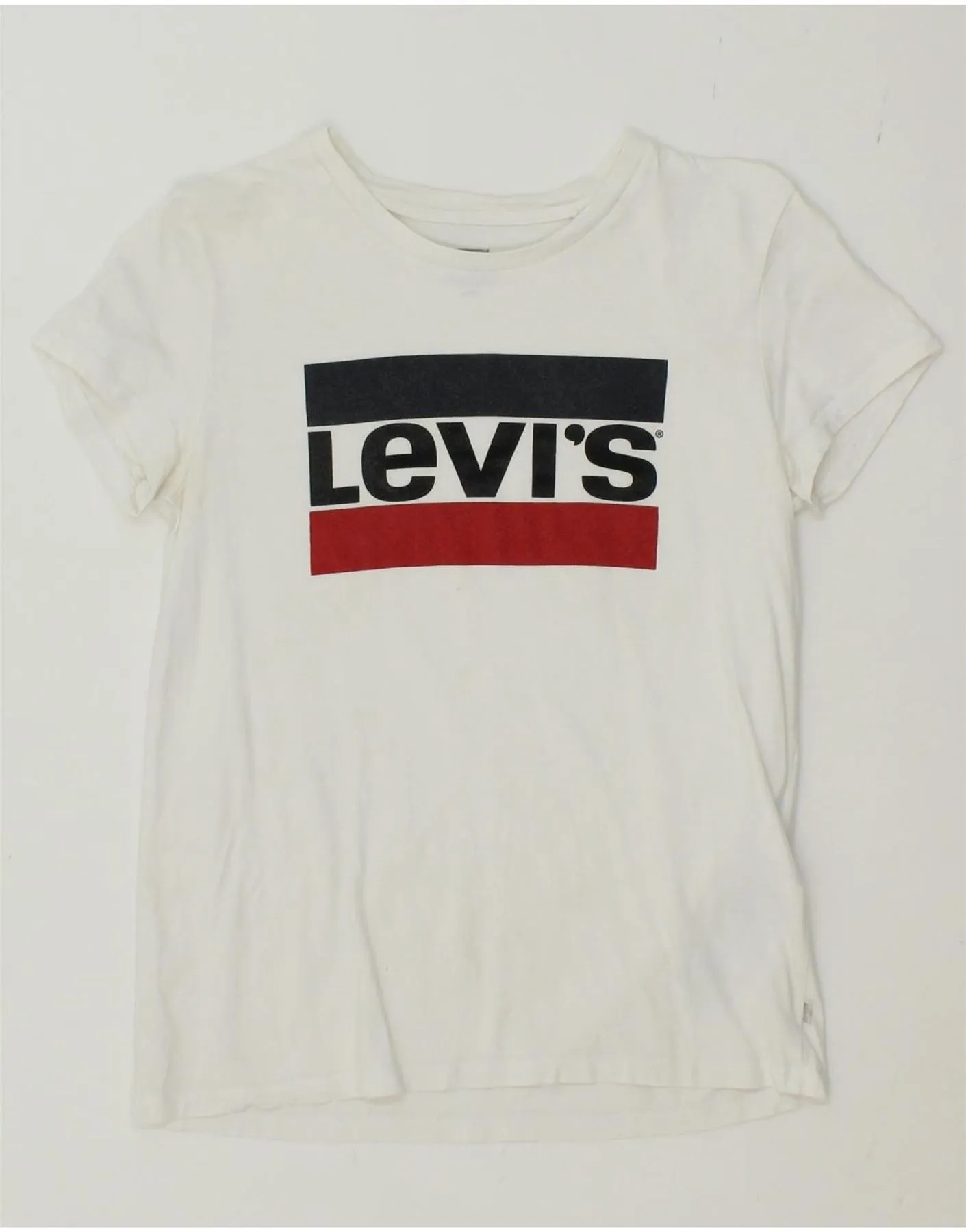 LEVI'S Womens Graphic T-Shirt Top UK 10 Small White Cotton