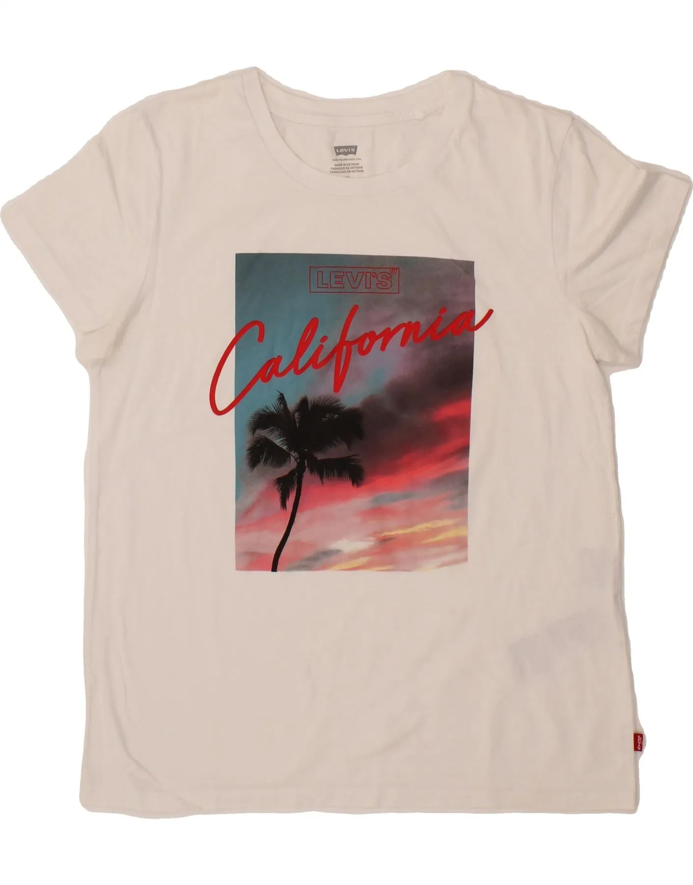 LEVI'S Womens Graphic T-Shirt Top UK 12 Medium White Cotton