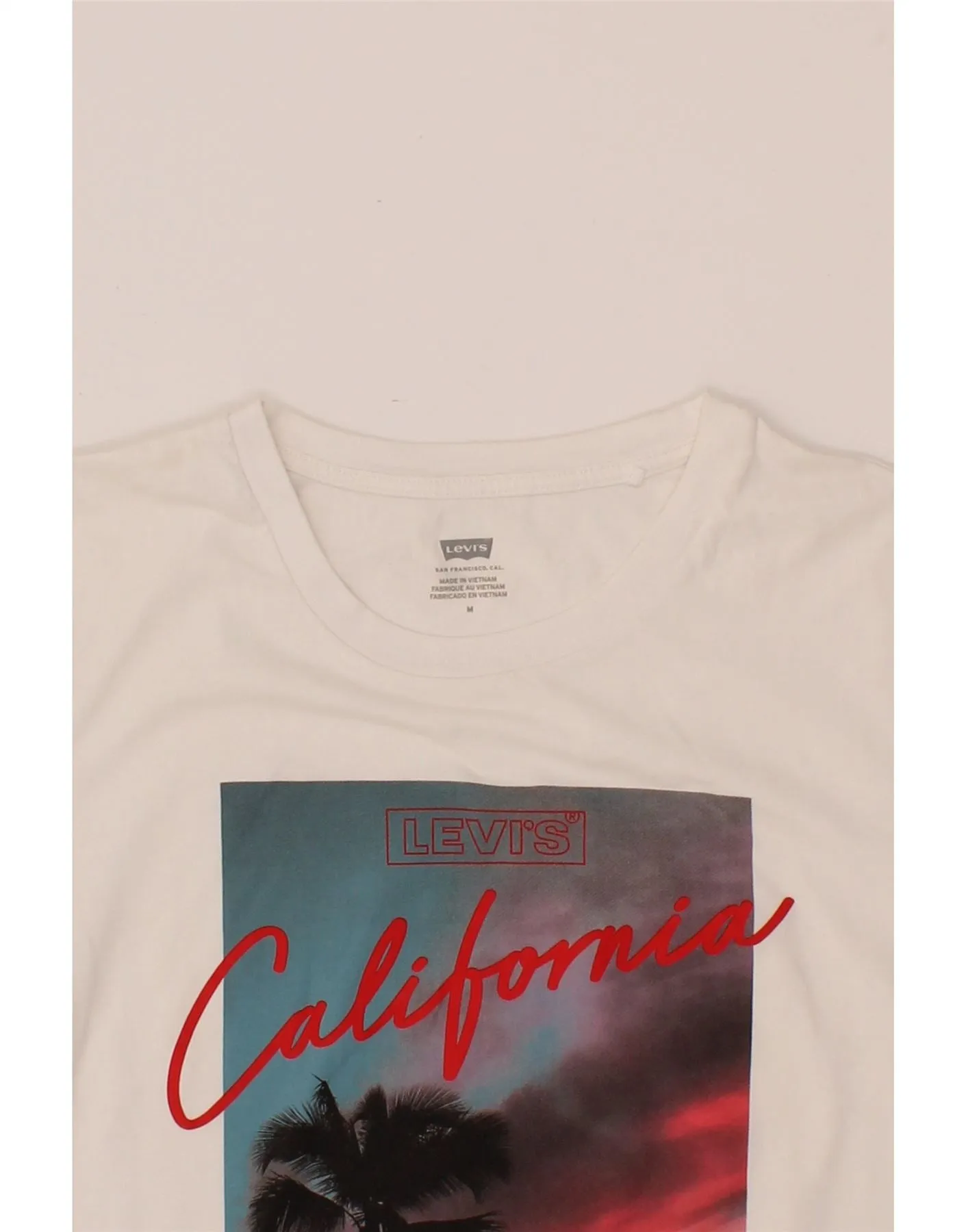 LEVI'S Womens Graphic T-Shirt Top UK 12 Medium White Cotton