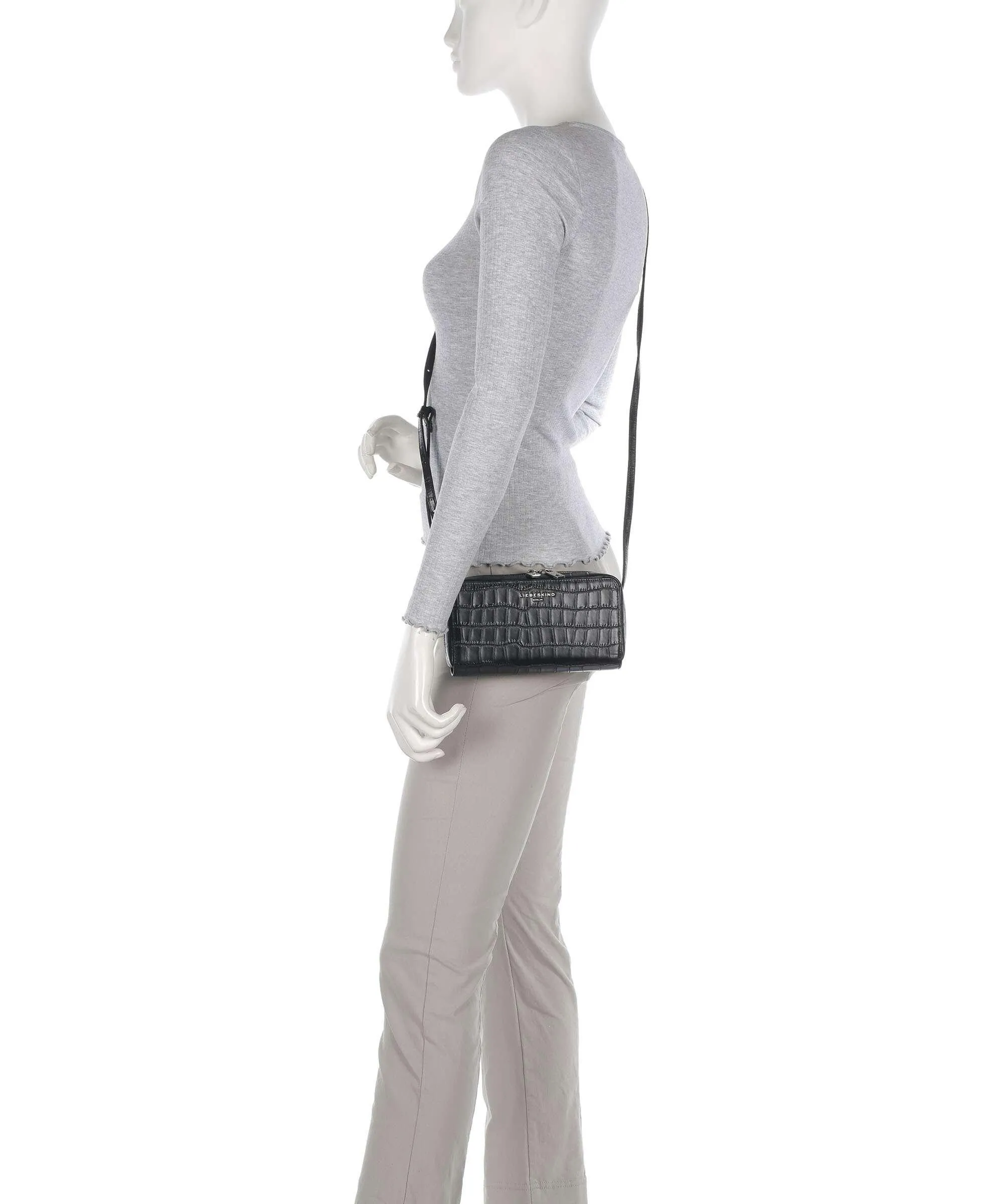  Liebeskind Lou Croco XS Portafoglio pelle in rilievo nero  
