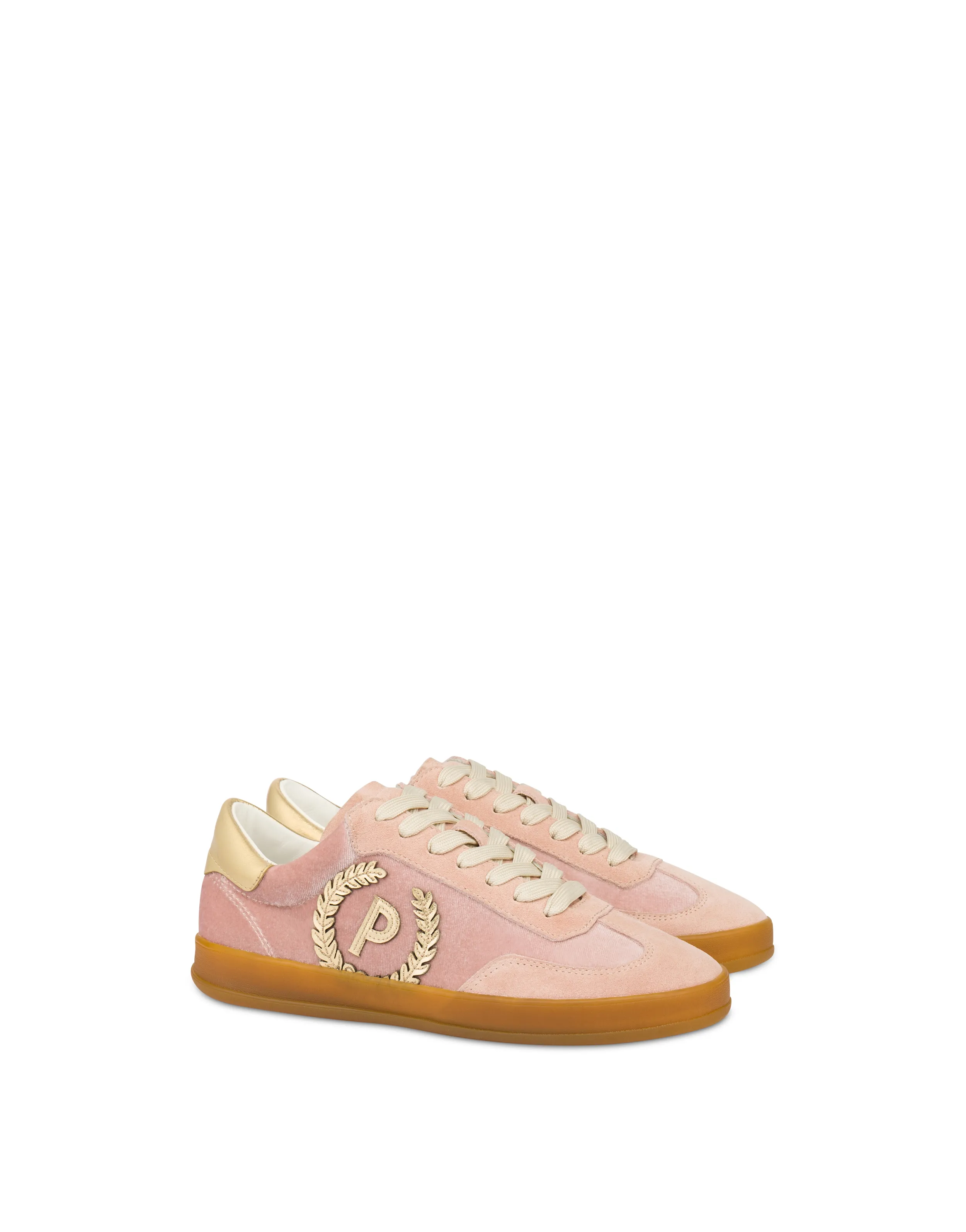     Linea Pollini Sneakers Effetto Velluto Con Dettagli Laminati Venus Antico/antico/oro