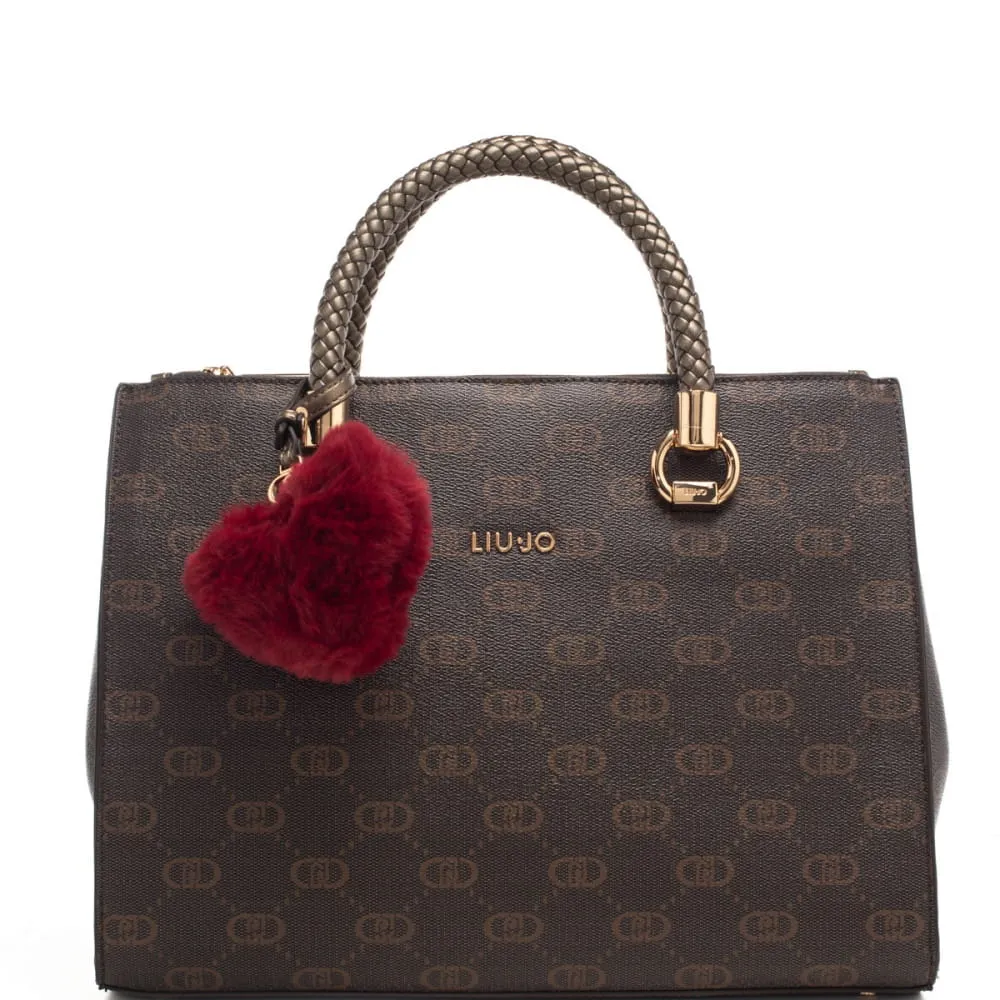 Liu Jo Borsa Mano Charm Cuore Mocha Liu Jo