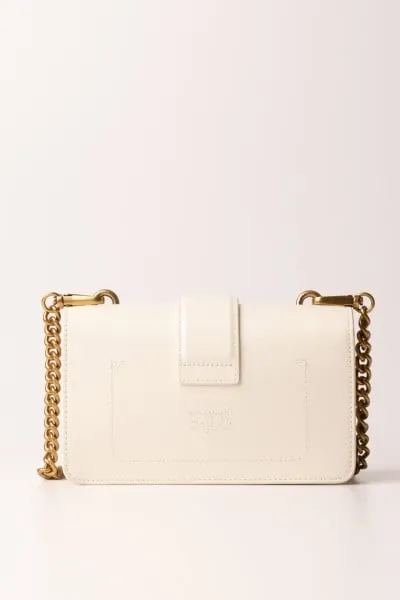 Love one Mini bag con borchie BIANCO SETA-ANTIQUE GOLD