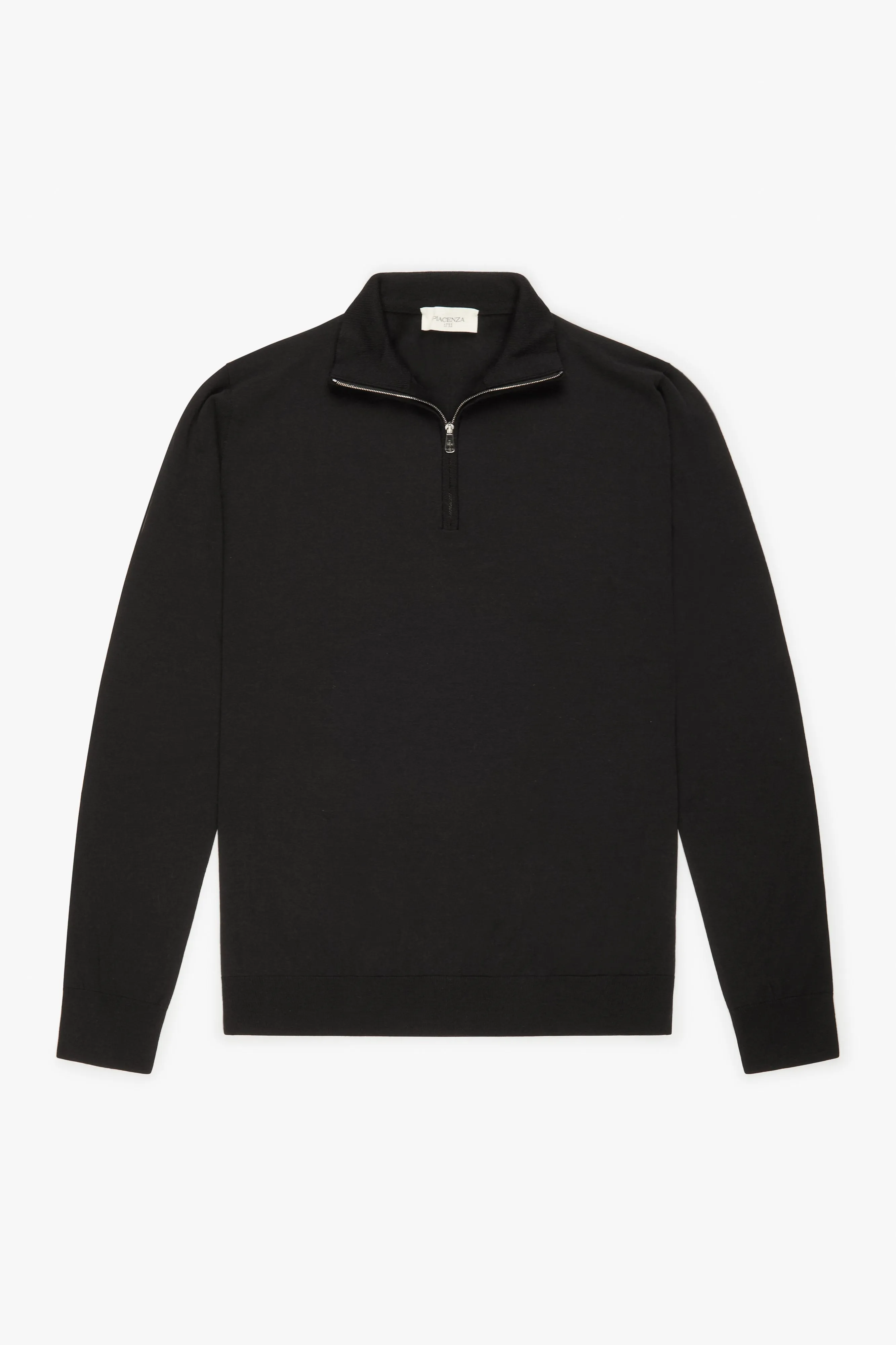 Lupetto Zip lana merino super fine nero