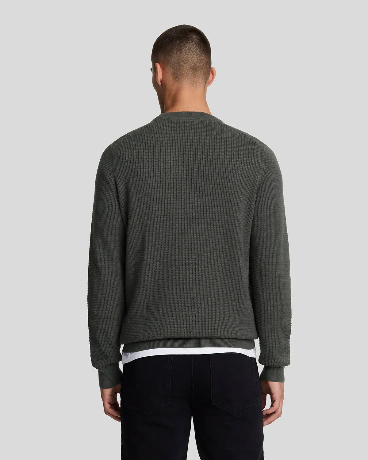 LYLE AND SCOTT maglia uomo girocollo misto cotone GRID KNIT CREW NECK JUMPER KN1907V