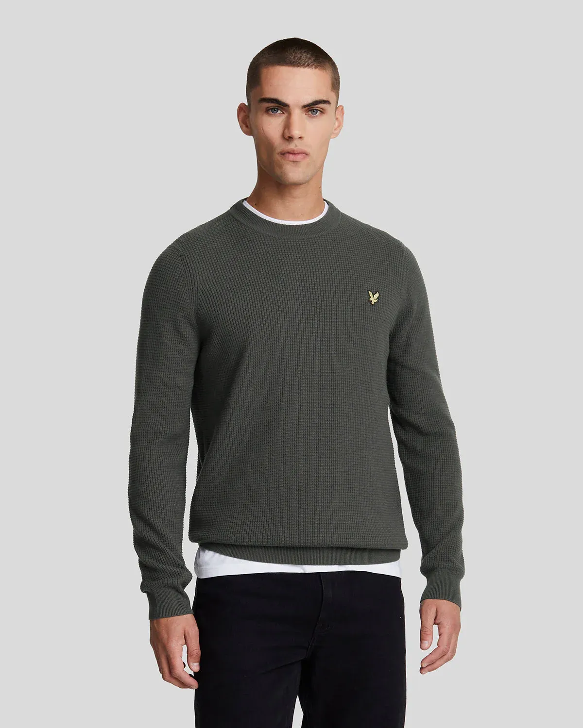 LYLE AND SCOTT maglia uomo girocollo misto cotone GRID KNIT CREW NECK JUMPER KN1907V