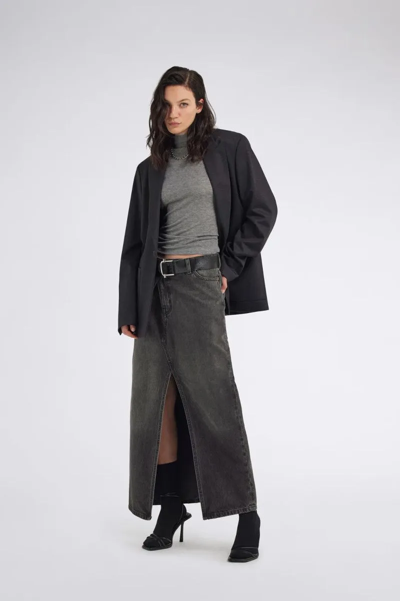 Maglia a collo alto in jersey di lana donna Grigio