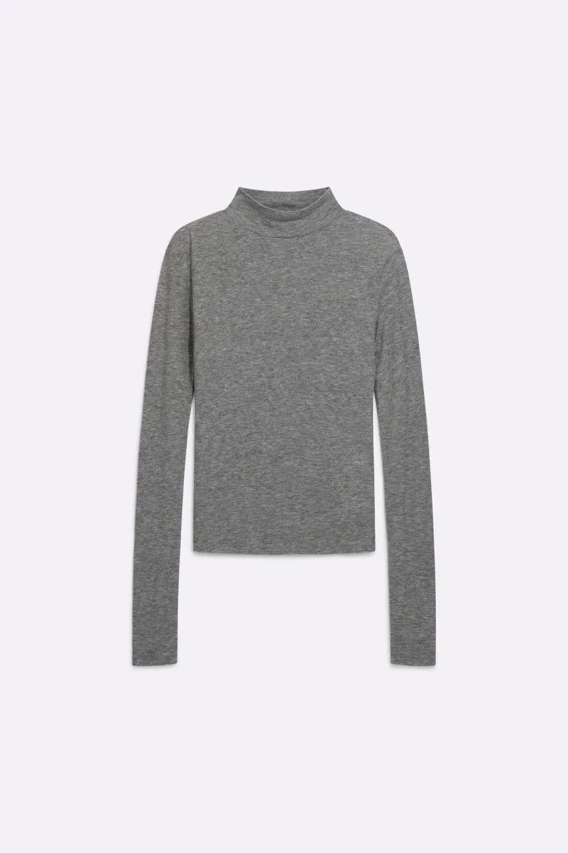 Maglia a collo alto in jersey di lana donna Grigio