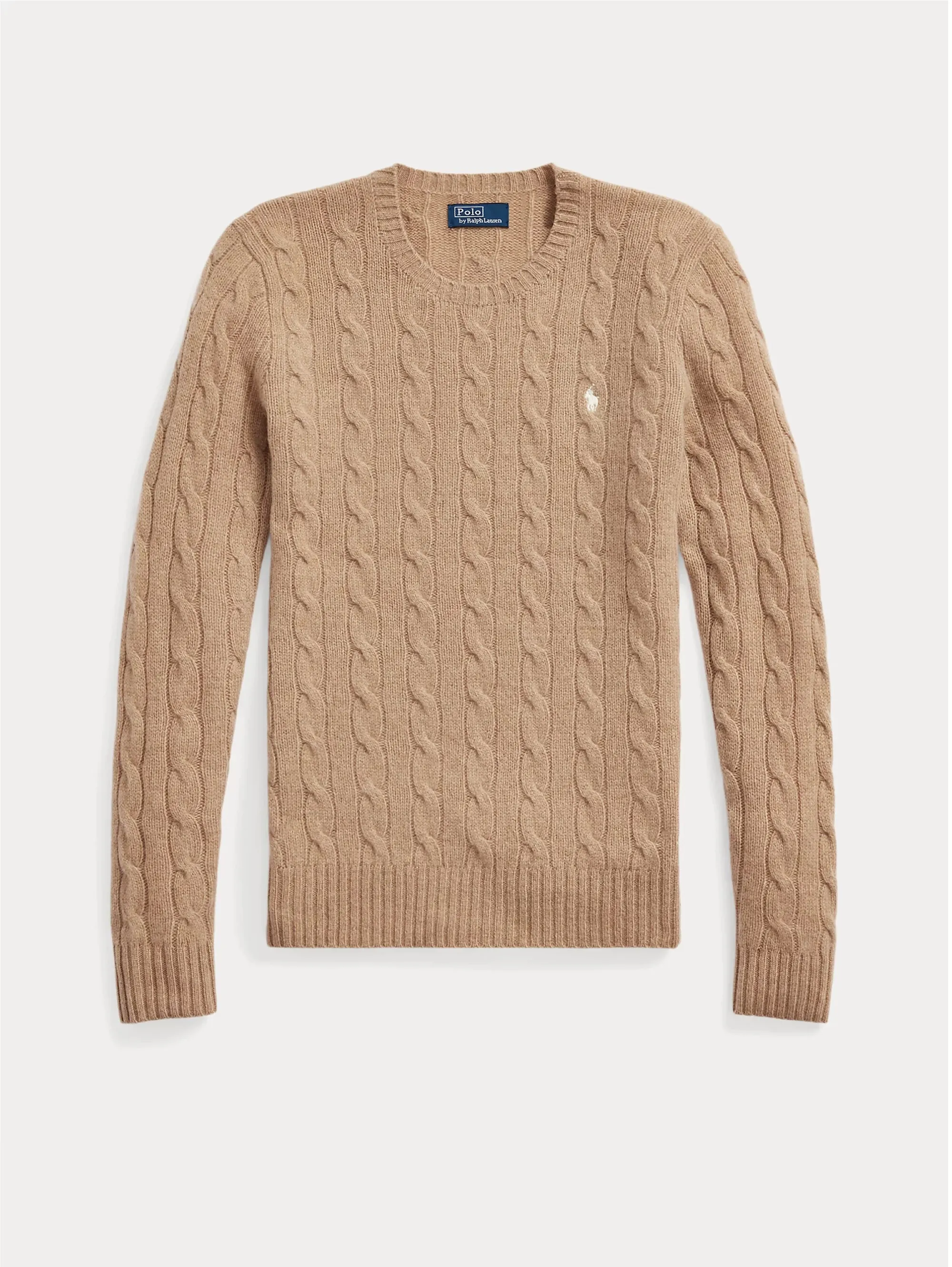 Maglia a Trecce in Misto Cashmere Cammello