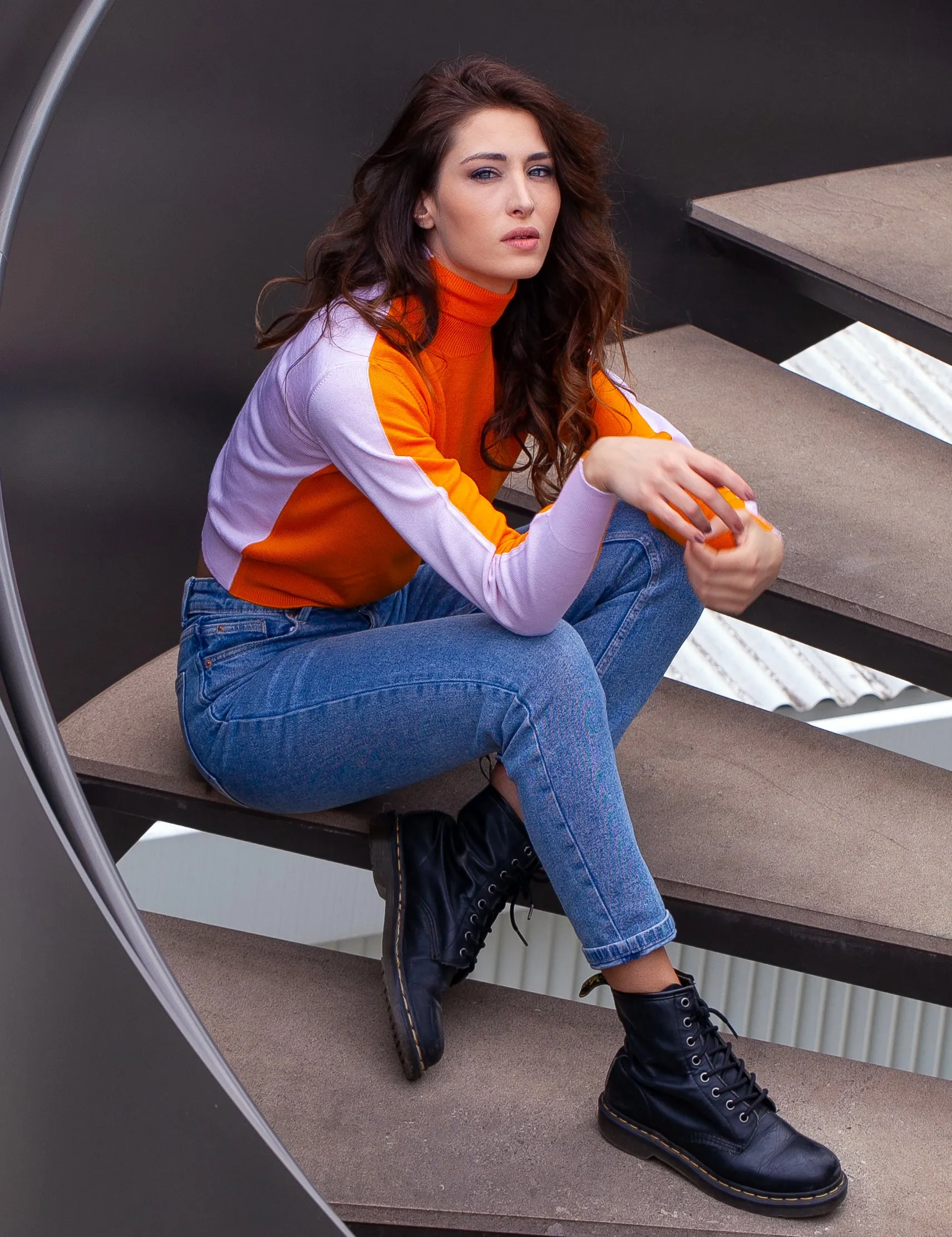 Maglia Dolcevita Bicolore - Maglione Donna - Autunno/Inverno - 100% Pura Lana Vergine Merino Extrafine - Fatto in Italia | Brune