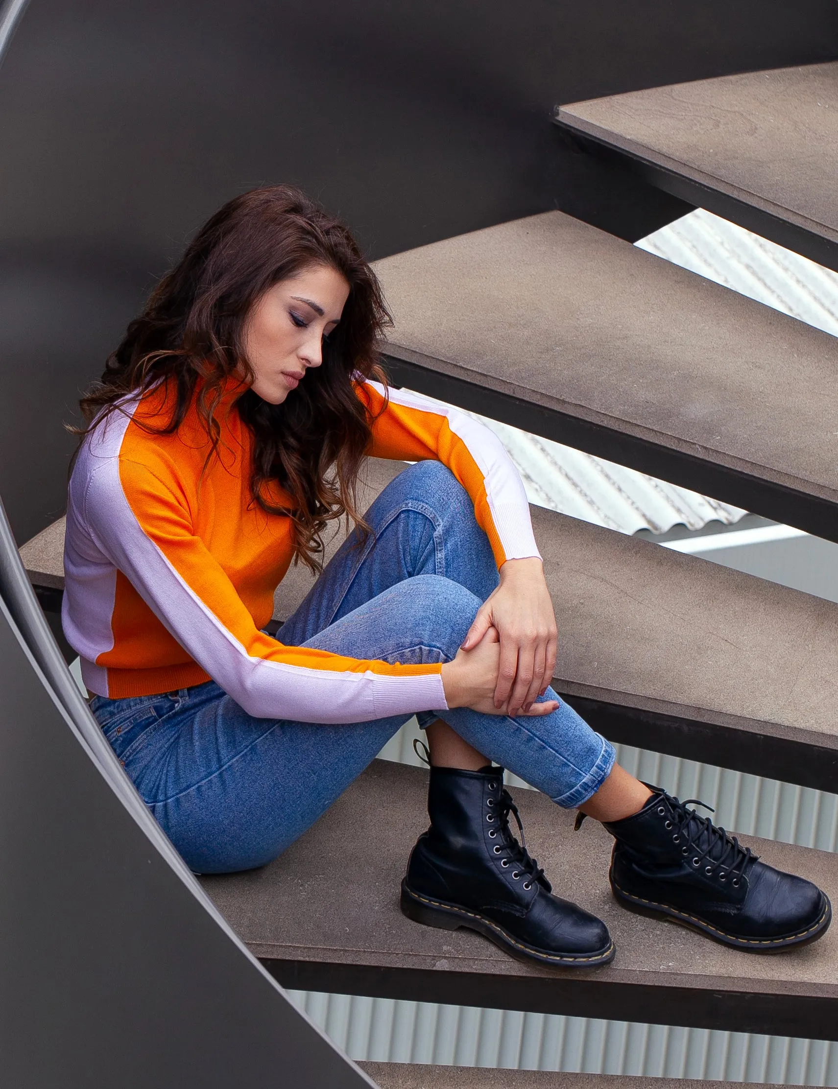 Maglia Dolcevita Bicolore - Maglione Donna - Autunno/Inverno - 100% Pura Lana Vergine Merino Extrafine - Fatto in Italia | Brune