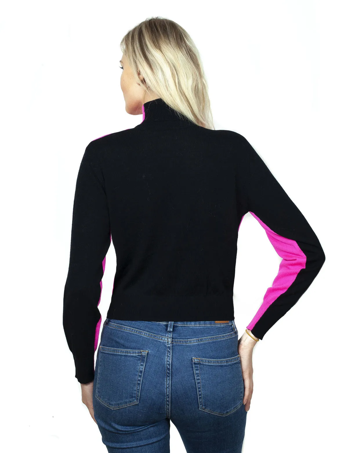 Maglia Dolcevita Bicolore - Maglione Donna - Autunno/Inverno - 100% Pura Lana Vergine Merino Extrafine - Fatto in Italia | Brune
