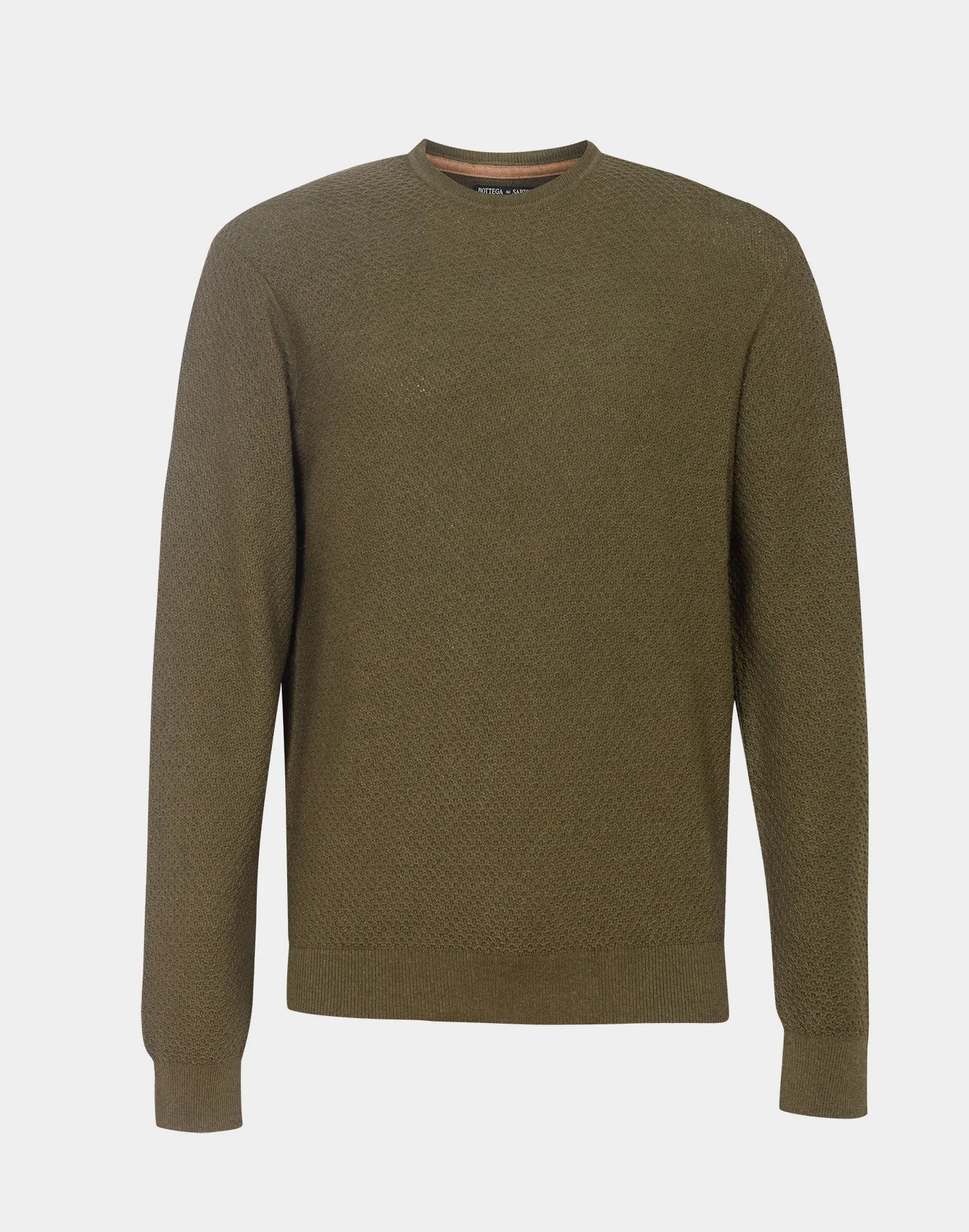 Maglia Girocollo in cotone e cashmere con fantasia nido d’ape