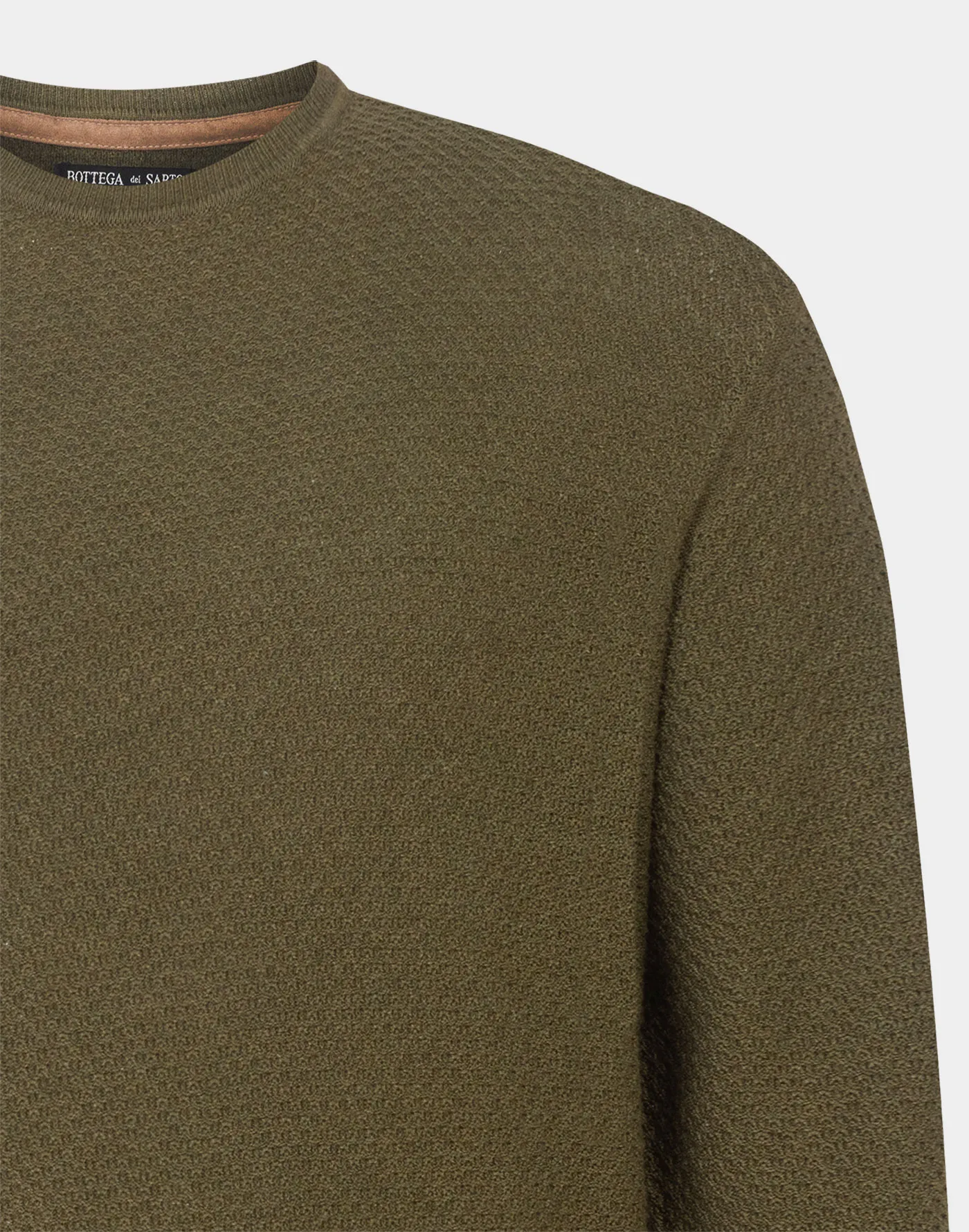 Maglia Girocollo in cotone e cashmere con fantasia nido d’ape