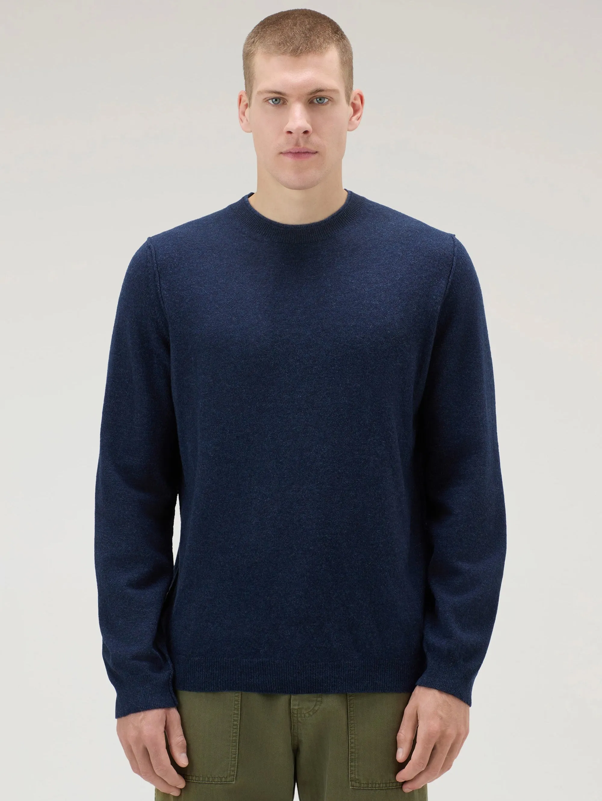 Maglia Girocollo in Lana Merinos Blu