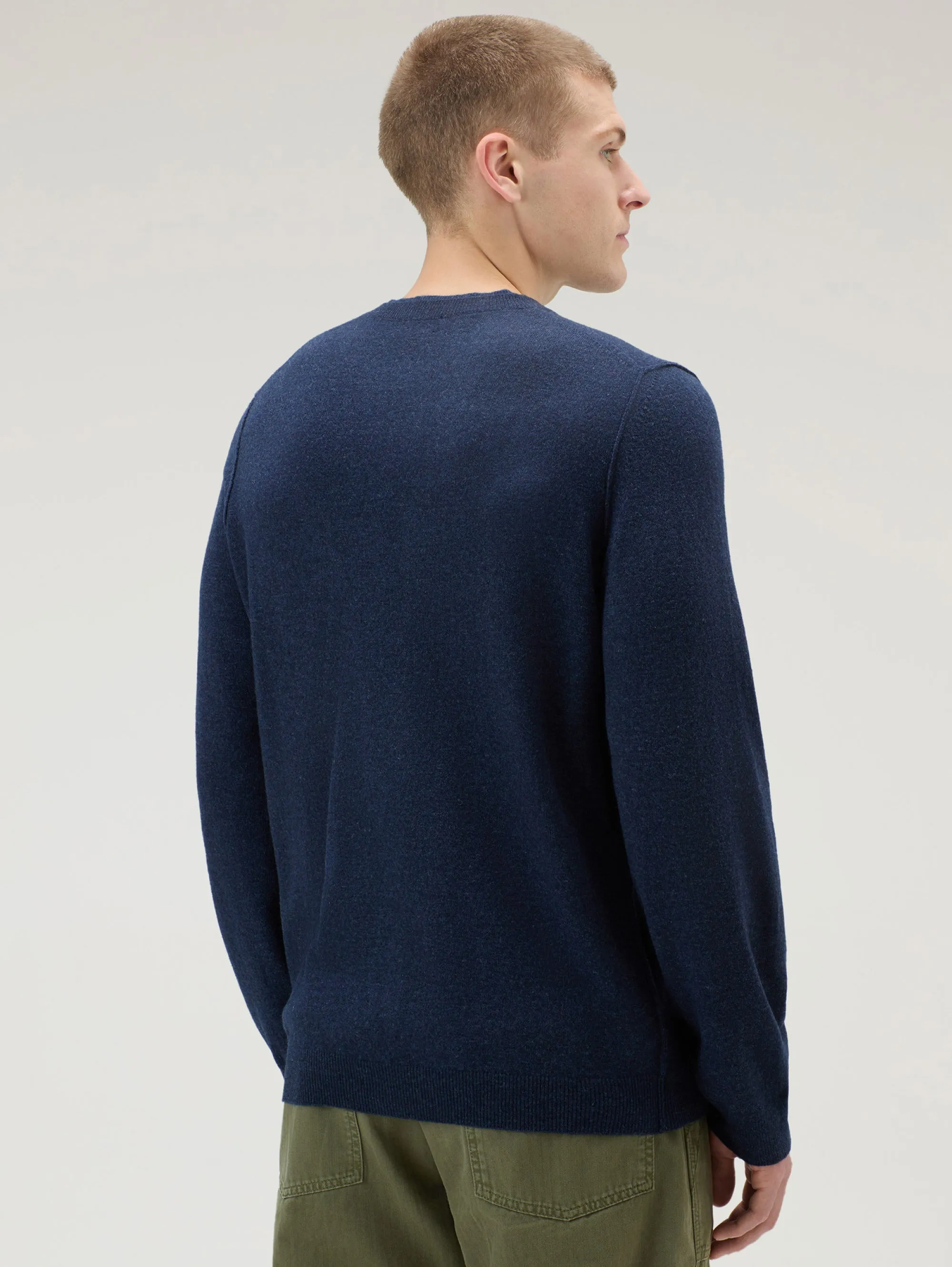 Maglia Girocollo in Lana Merinos Blu