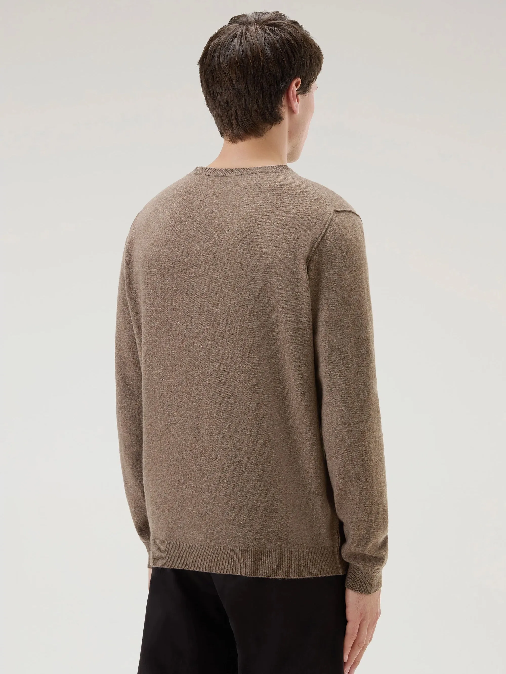 Maglia Girocollo in Lana Merinos Tortora