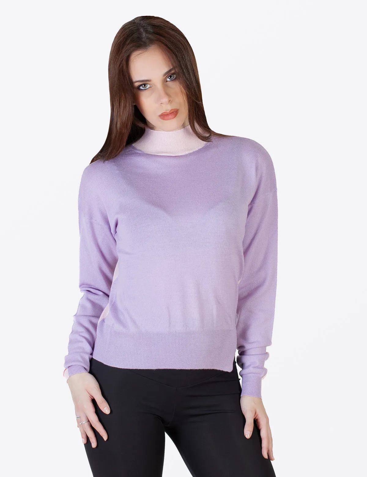 Maglia Lupetto Donna Bicolore - Maglione Donna - 100% Pura Lana Vergine Merino Extrafine - Fatto in Italia | Brunella Gori