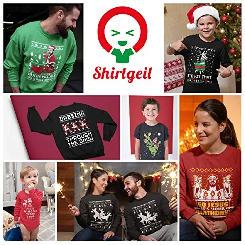 Maglia Maniche Lunghe Uomo Motivo Natalizio Go Jesus It's Your Birthday Natale Large Rosso