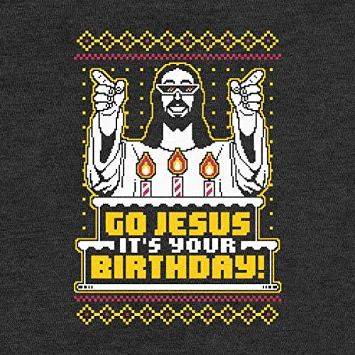 Maglia Maniche Lunghe Uomo Motivo Natalizio Go Jesus It's Your Birthday Natale Large Rosso