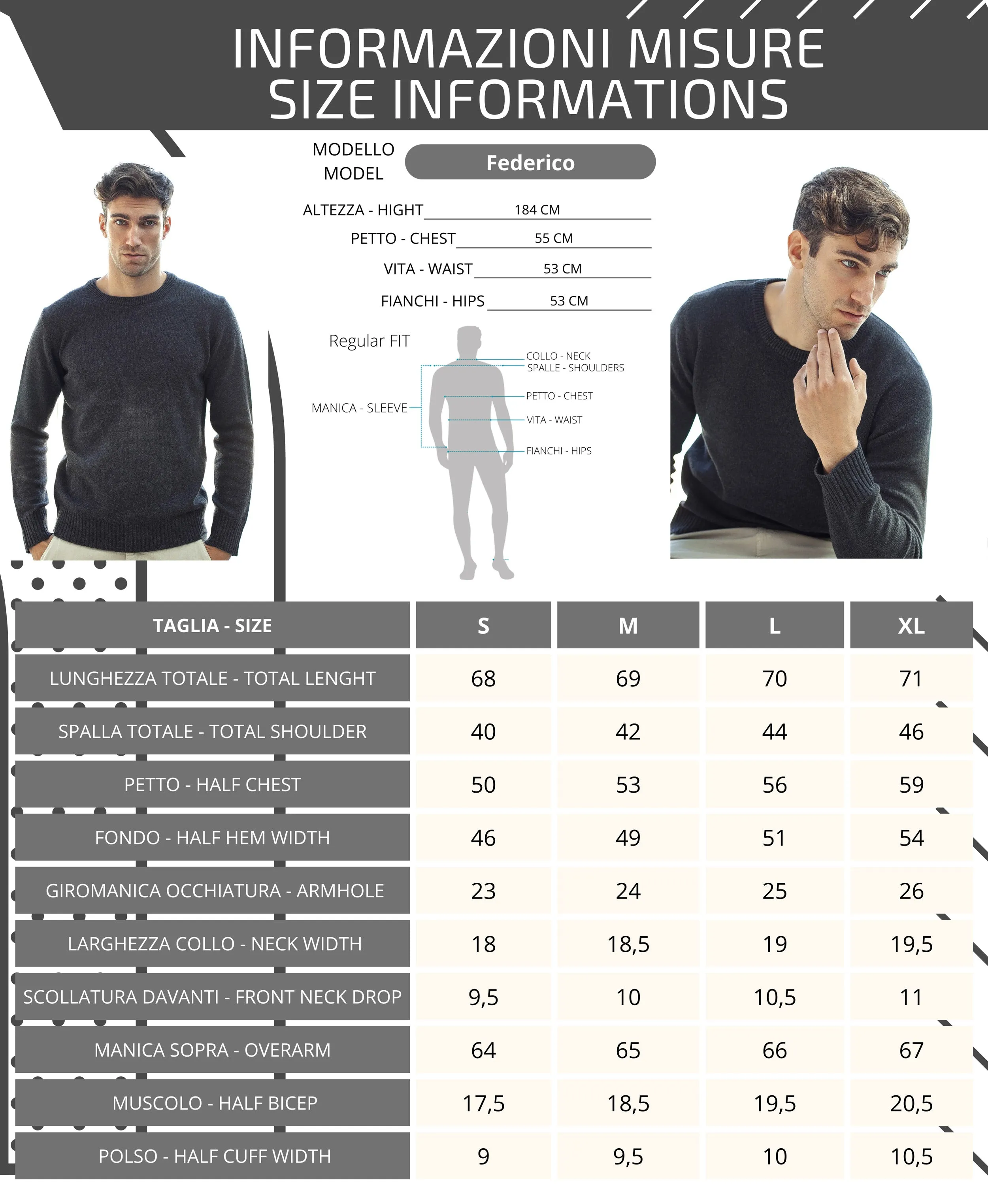 Maglia Uomo Girocollo medio peso - Crewneck, Maglione Uomo Invernali - Autunno/Inverno - 100% Lambswool - Fatto in Italia | Brun
