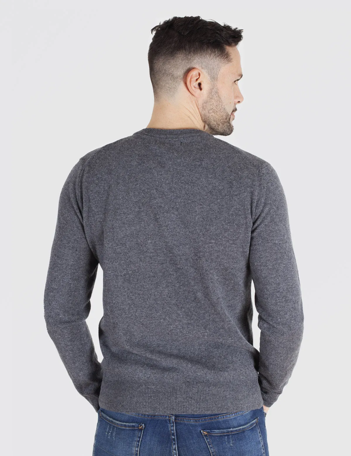 Maglia Uomo Girocollo medio peso - Crewneck, Maglione Uomo Invernali - Autunno/Inverno - 100% Lambswool - Fatto in Italia | Brun