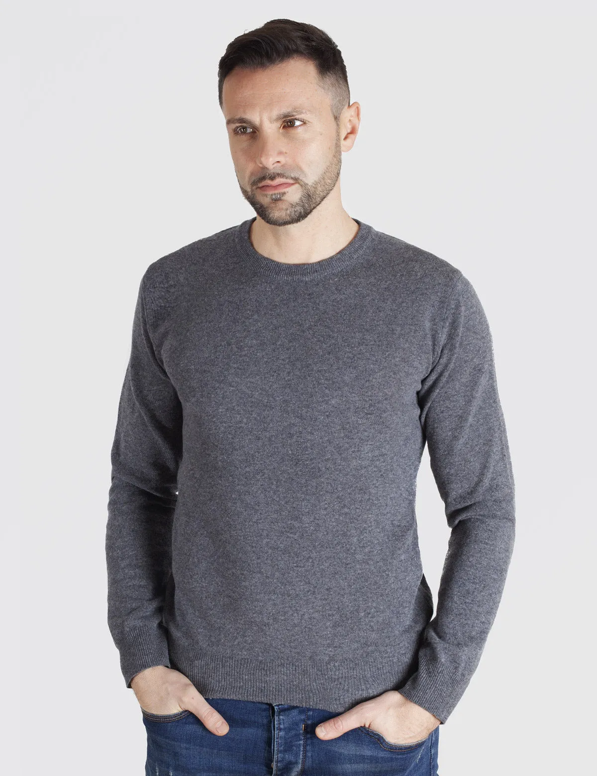 Maglia Uomo Girocollo medio peso - Crewneck, Maglione Uomo Invernali - Autunno/Inverno - 100% Lambswool - Fatto in Italia | Brun