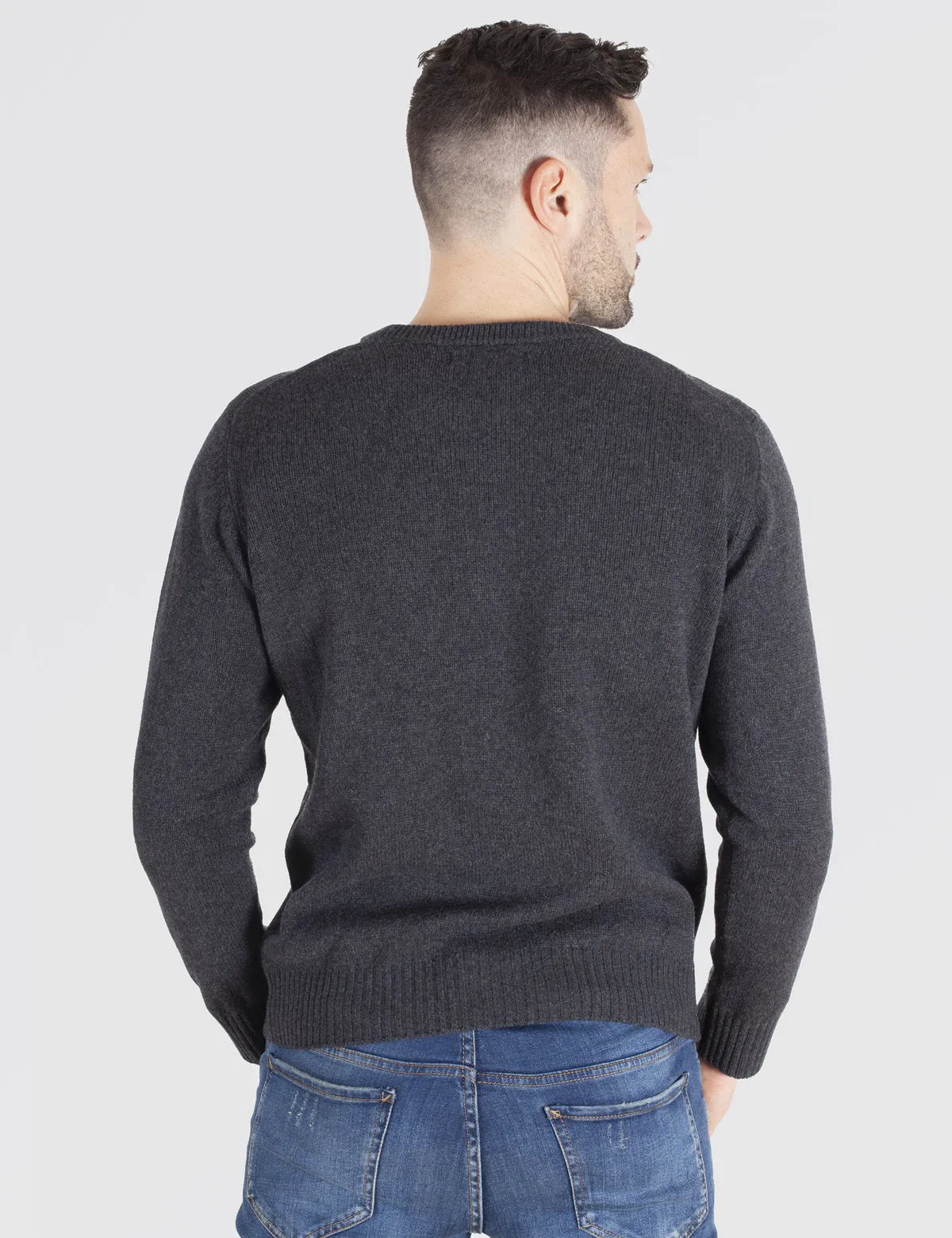 Maglia Uomo Girocollo medio peso - Crewneck, Maglione Uomo Invernali - Autunno/Inverno - 100% Lambswool - Fatto in Italia | Brun