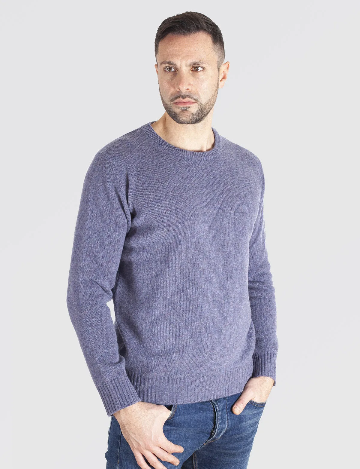 Maglia Uomo Girocollo medio peso - Crewneck, Maglione Uomo Invernali - Autunno/Inverno - 100% Lambswool - Fatto in Italia | Brun