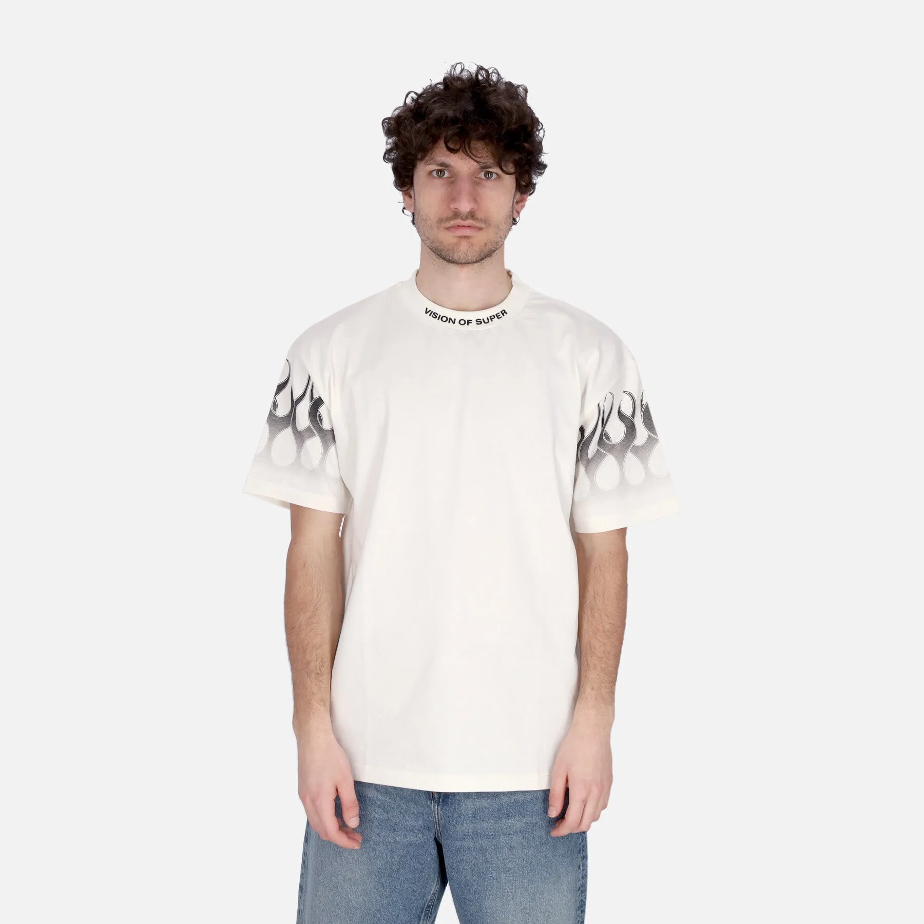 Maglietta Uomo Flames Tee Off White/black