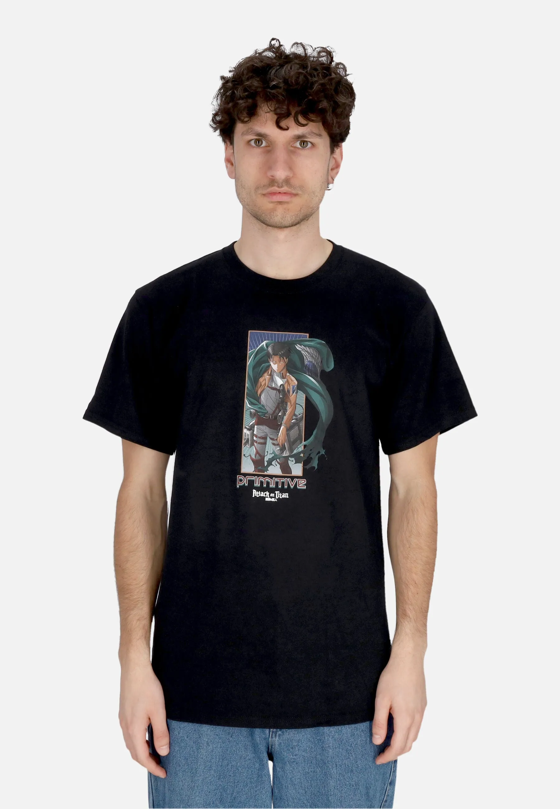 Maglietta Uomo Levi Tee X Attack On Titan Black