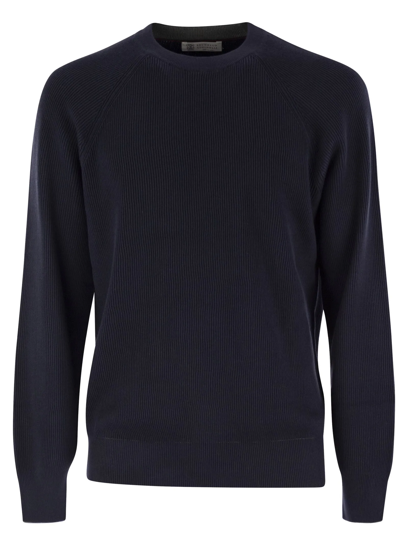 Maglione a costole di cotone di Brunello Cucinelli con manica Raglan