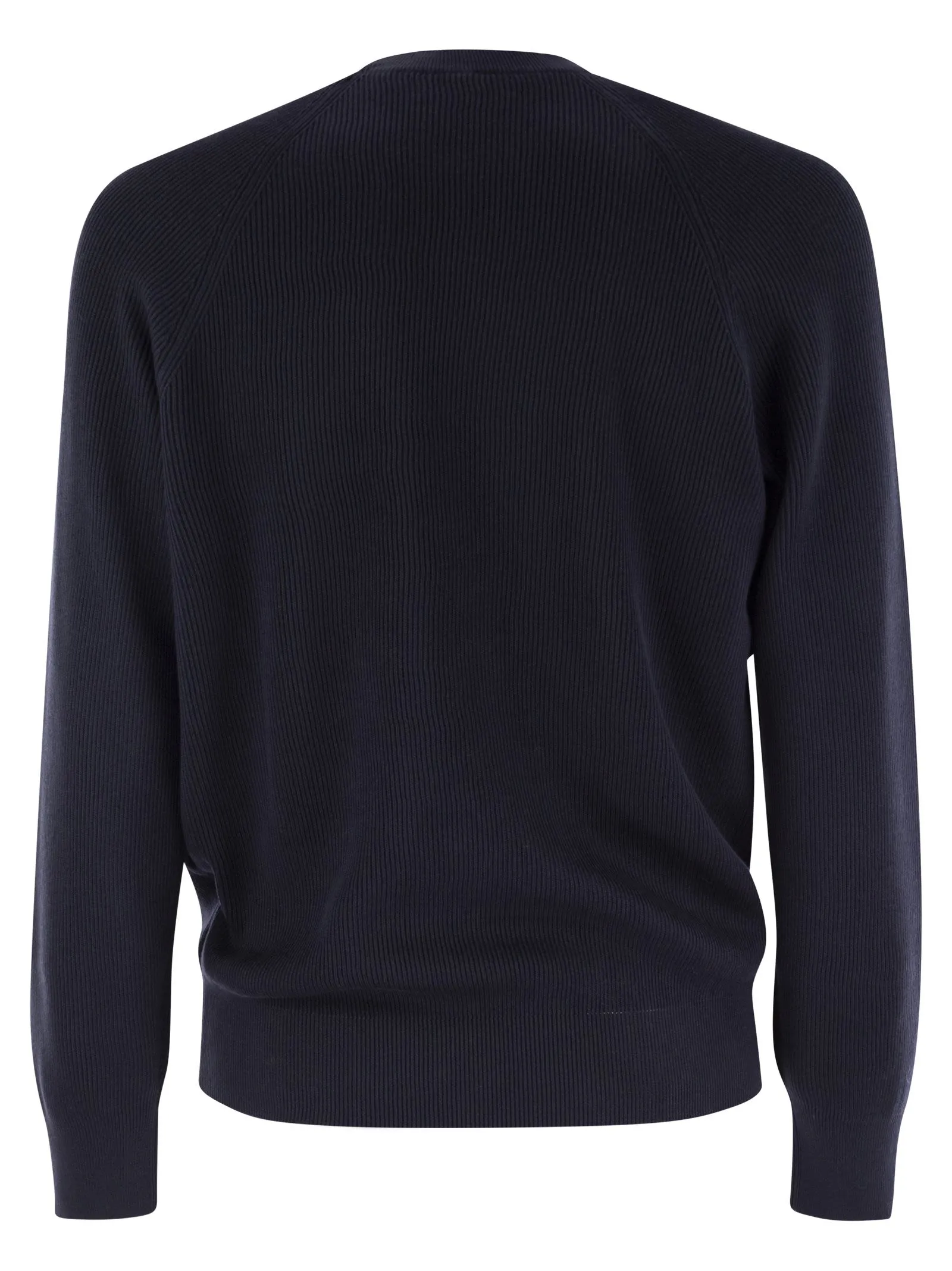Maglione a costole di cotone di Brunello Cucinelli con manica Raglan