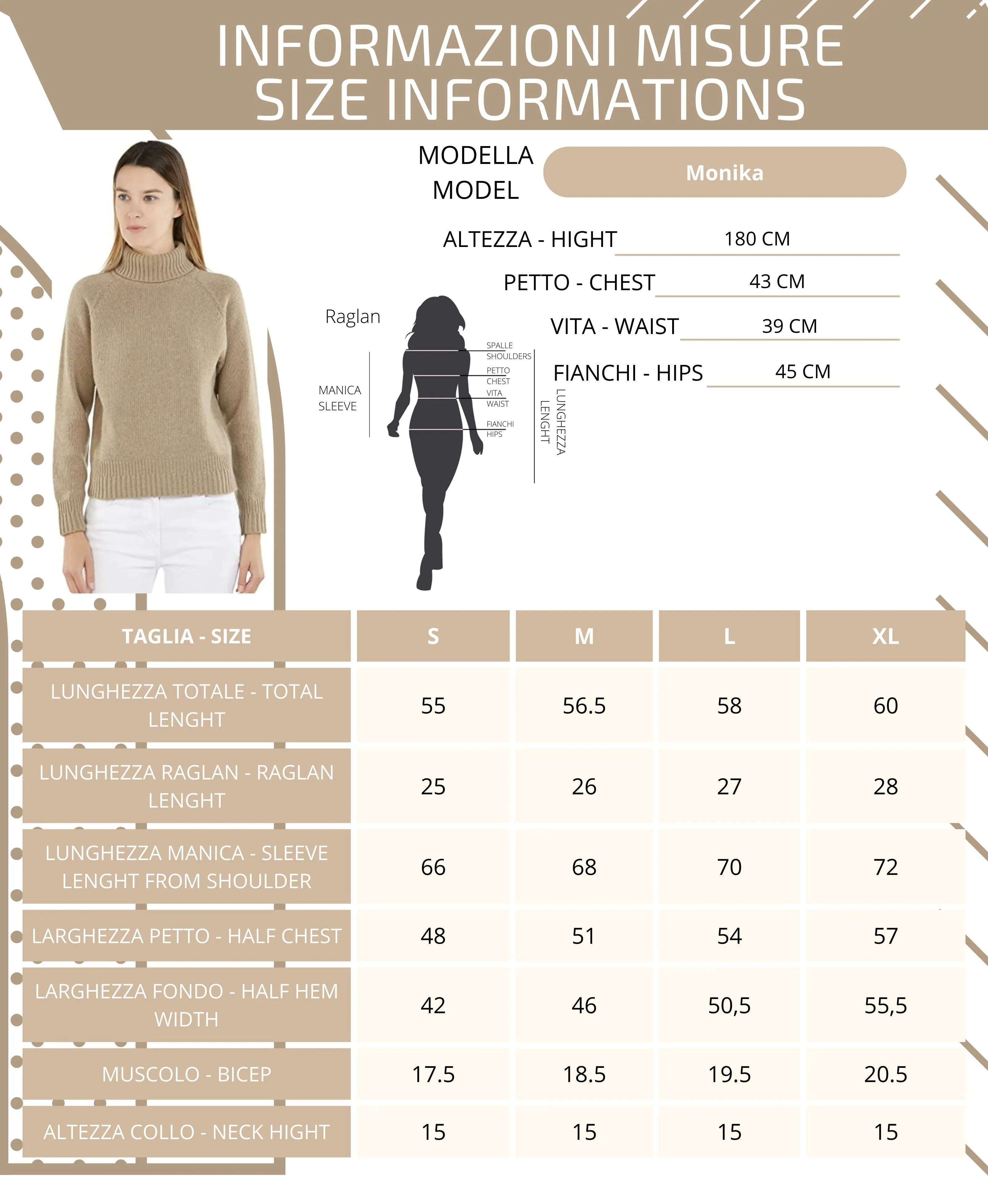 Maglione Dolcevita a Raglan, Collo Alto - Donna: Eleganza e Calore per l'Autunno/Inverno, Misto Lana - 100% Made in Italy | Brun