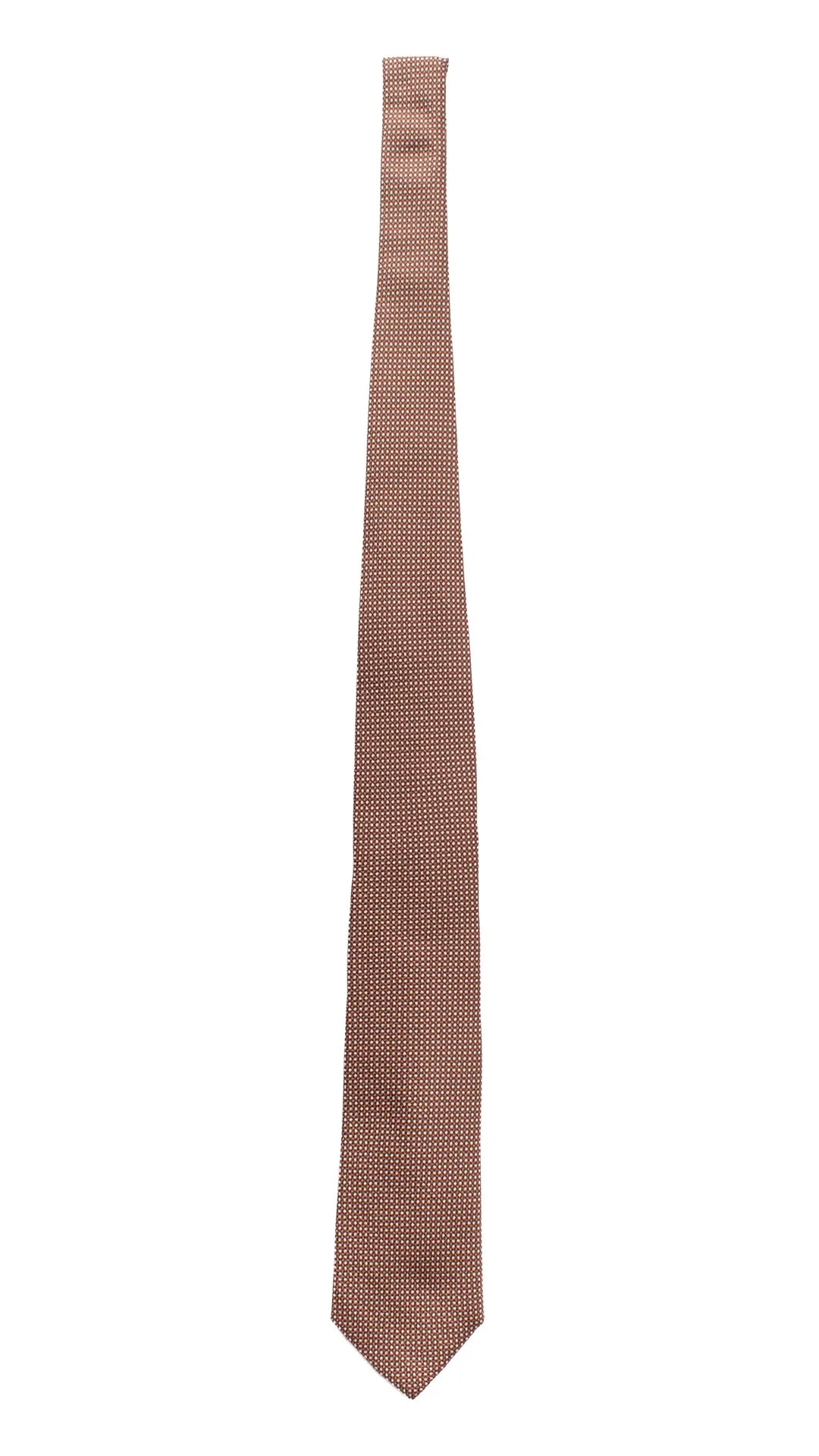 Man Brown Seven Fold Printed Silk Tie Beige Pattern 7P467