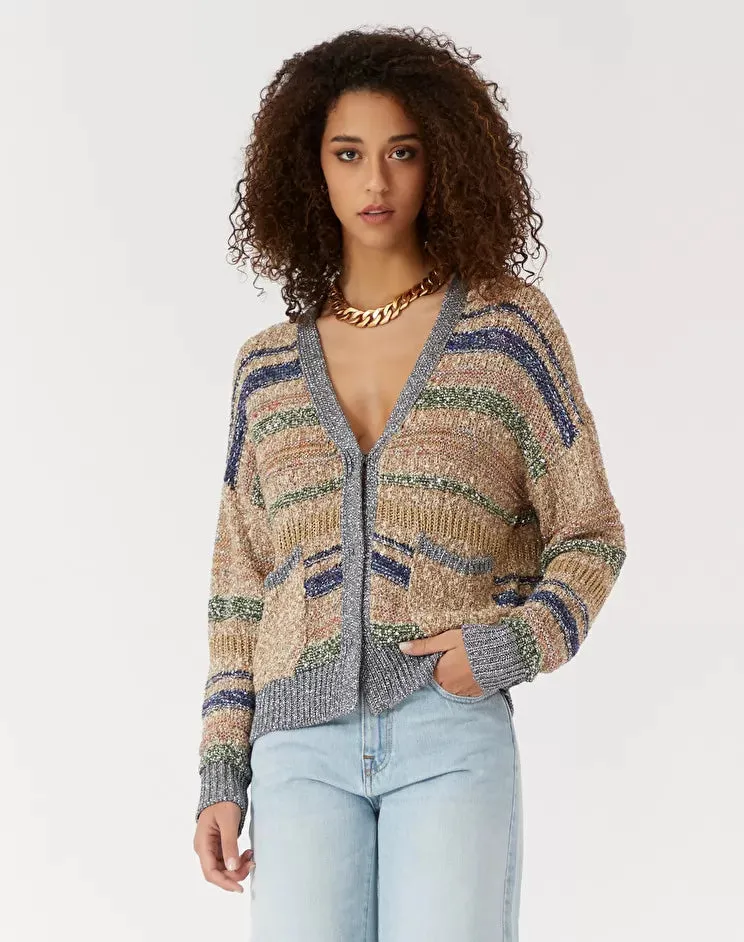Manila Grace Striped Cardigan / Beige