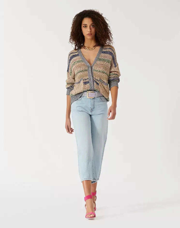 Manila Grace Striped Cardigan / Beige