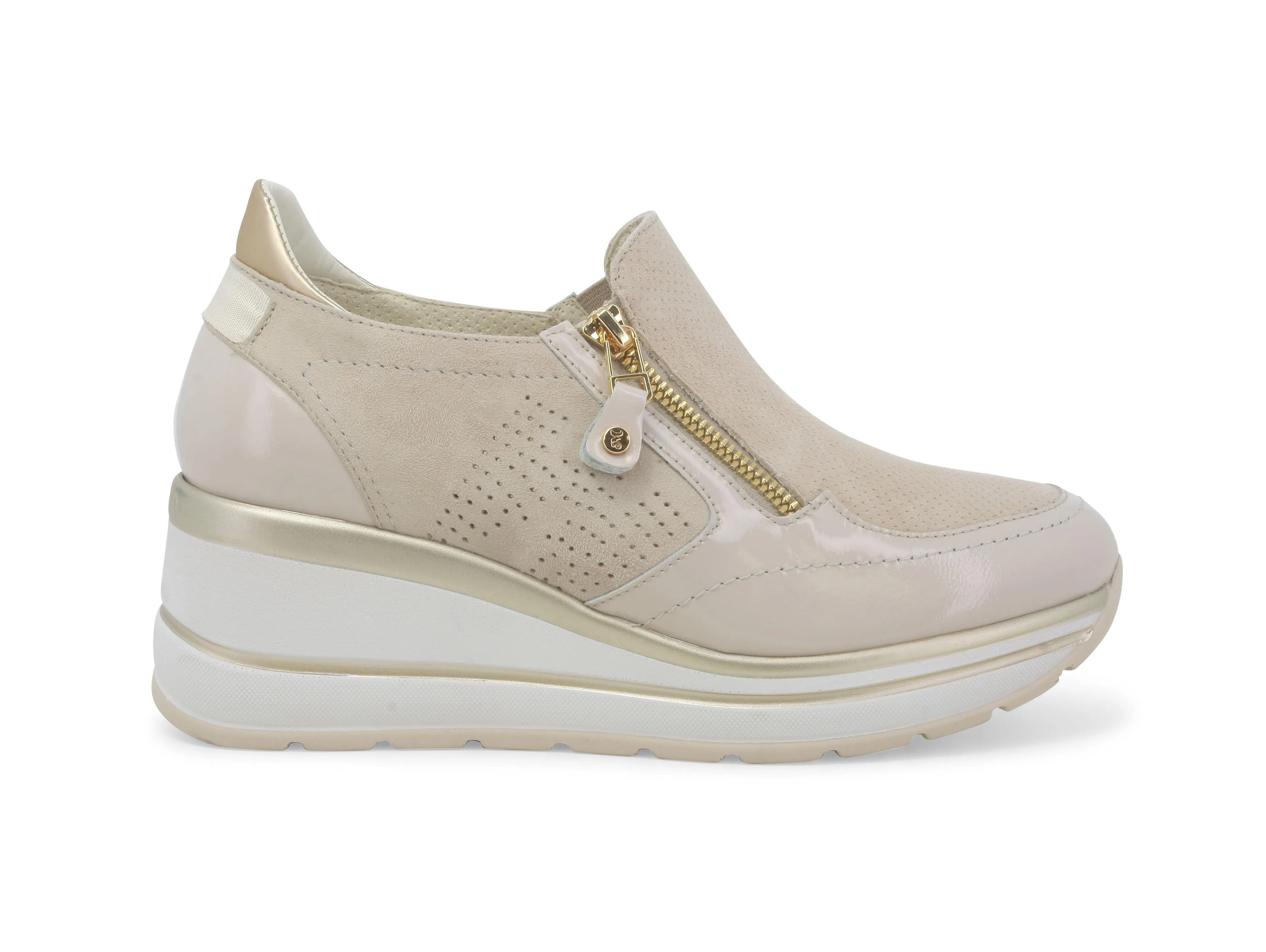 Melluso Slip-on con Cerniera Lampo Zeppa Tomaia Camoscio