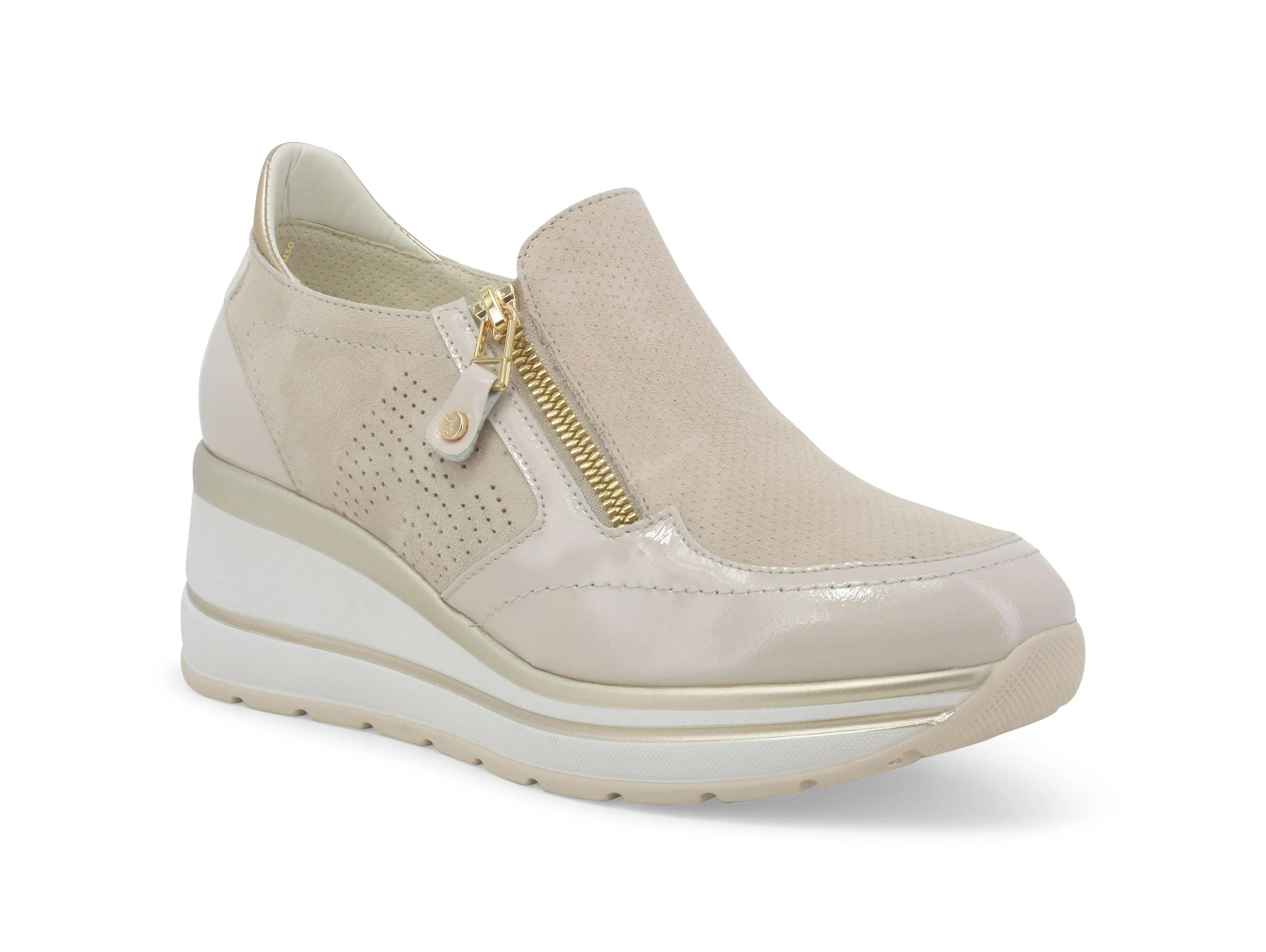 Melluso Slip-on con Cerniera Lampo Zeppa Tomaia Camoscio