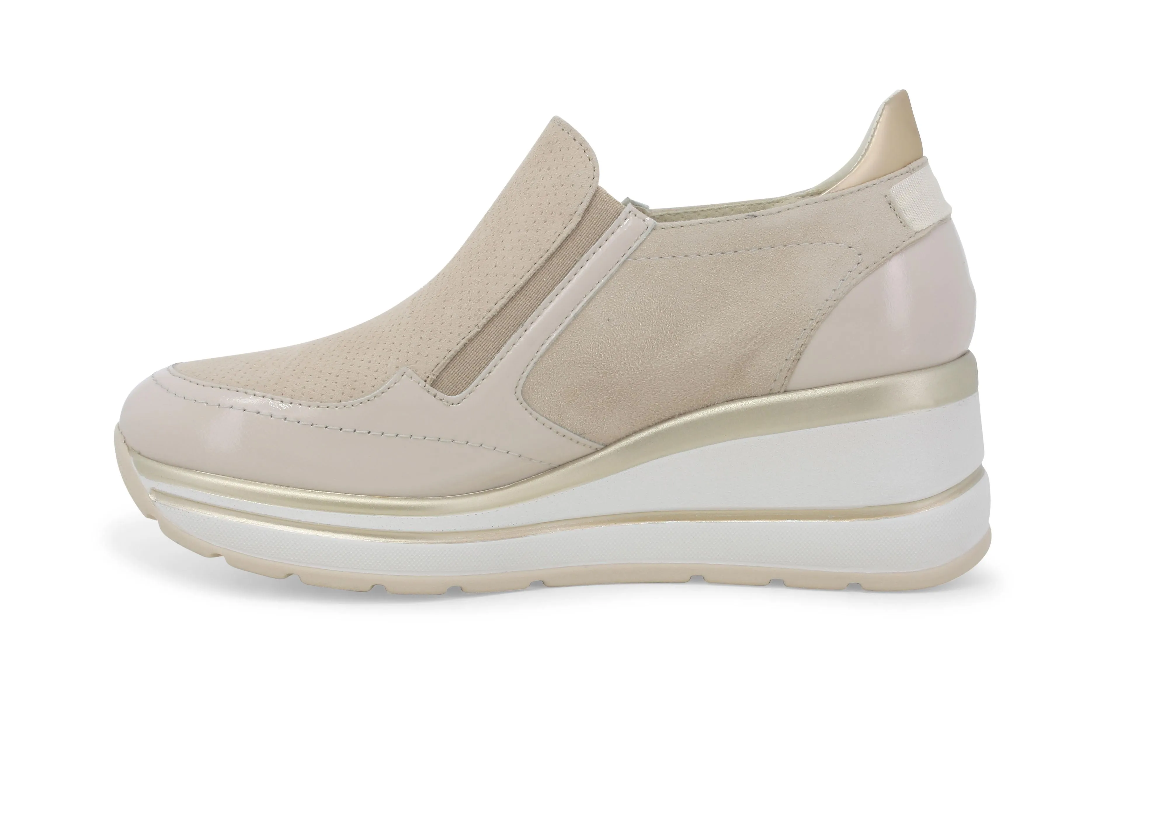 Melluso Slip-on con Cerniera Lampo Zeppa Tomaia Camoscio