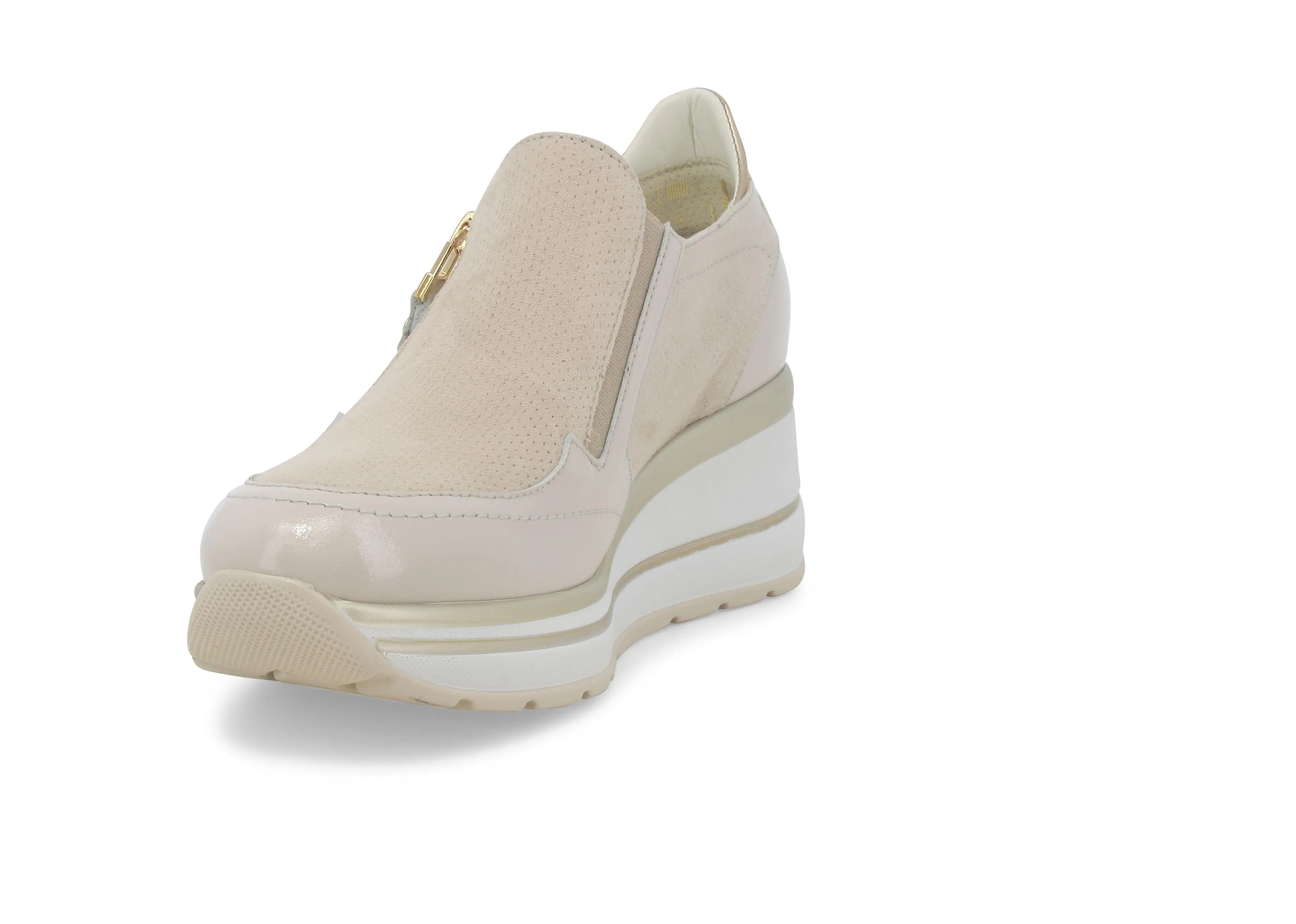 Melluso Slip-on con Cerniera Lampo Zeppa Tomaia Camoscio