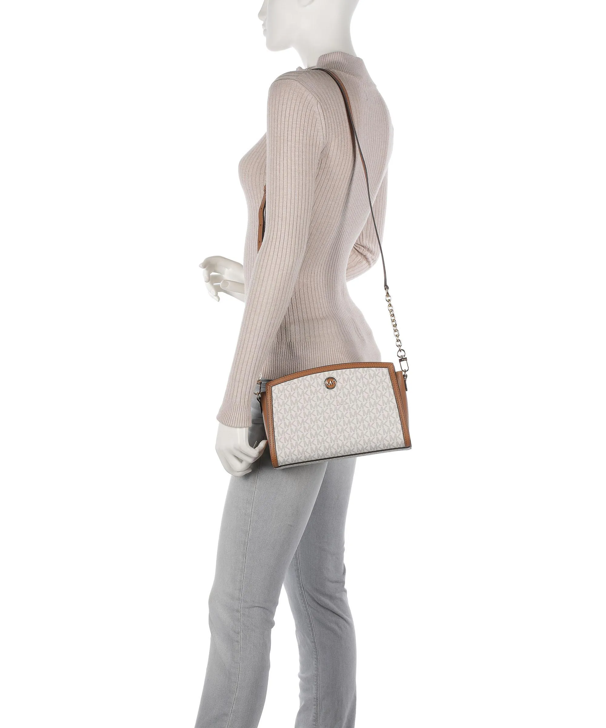  Michael Kors Chantal Borsa a tracolla tela avorio/marrone  