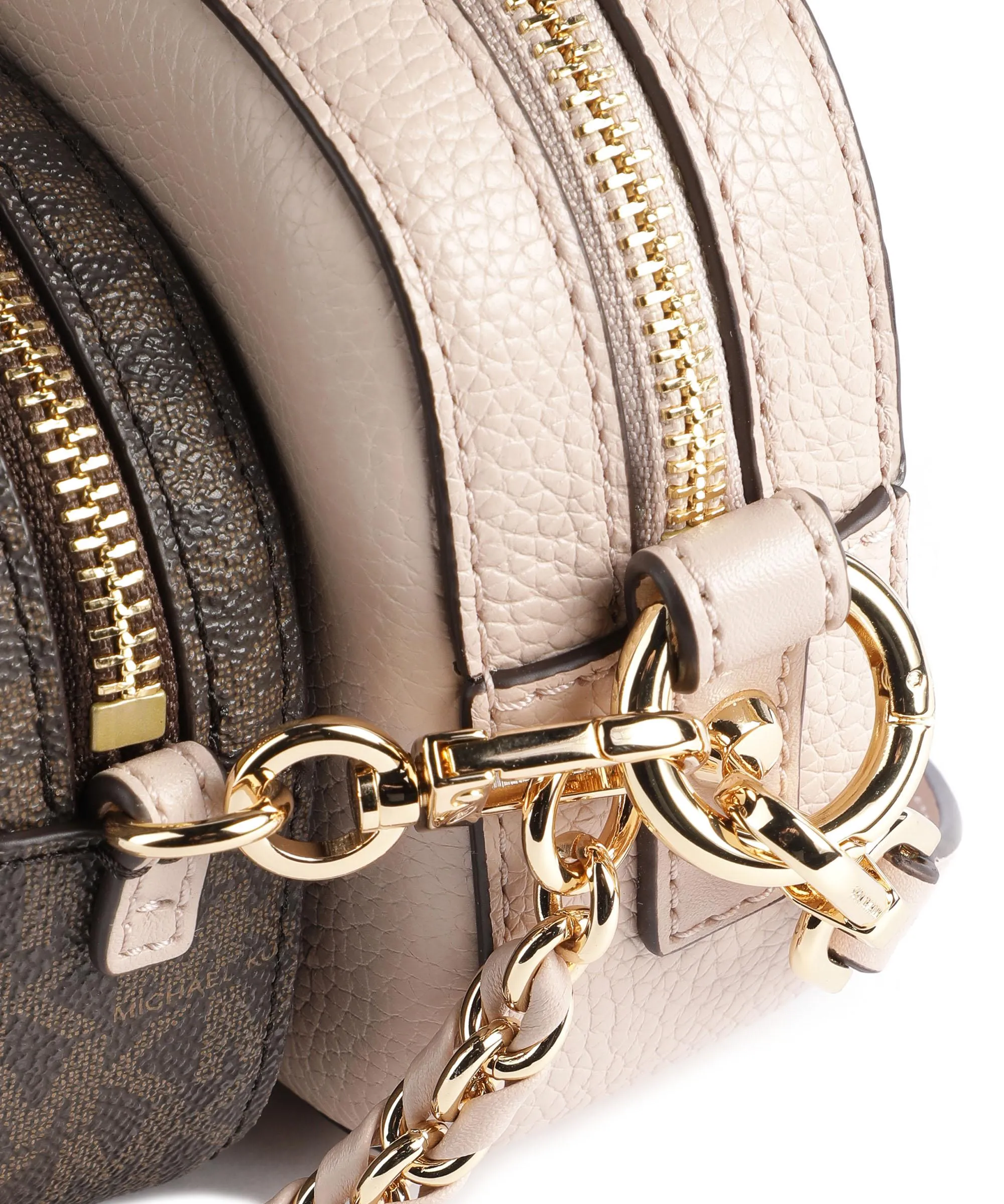  Michael Kors Jet Set Borsa a tracolla pelle di vacchetta grana, tela beige/marrone  