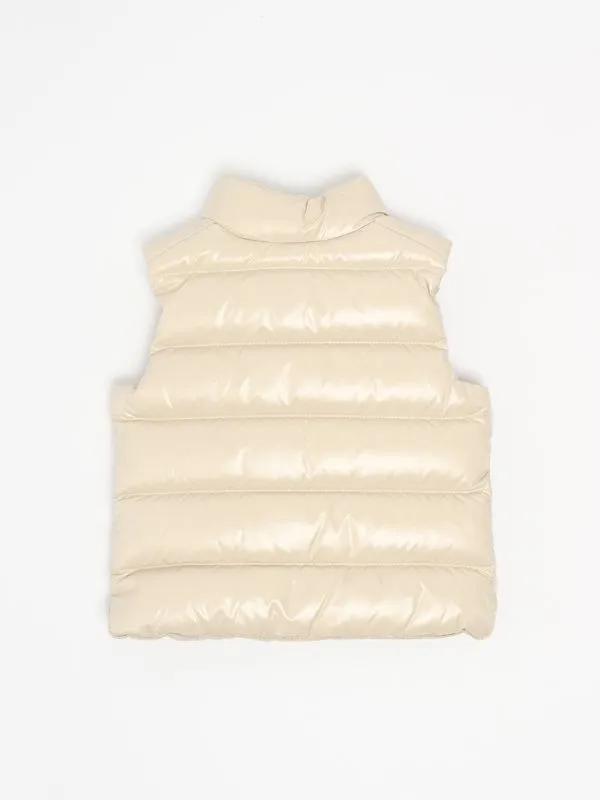 MONCLER  Gilet neonato Moncler Bernard in piuma Panna