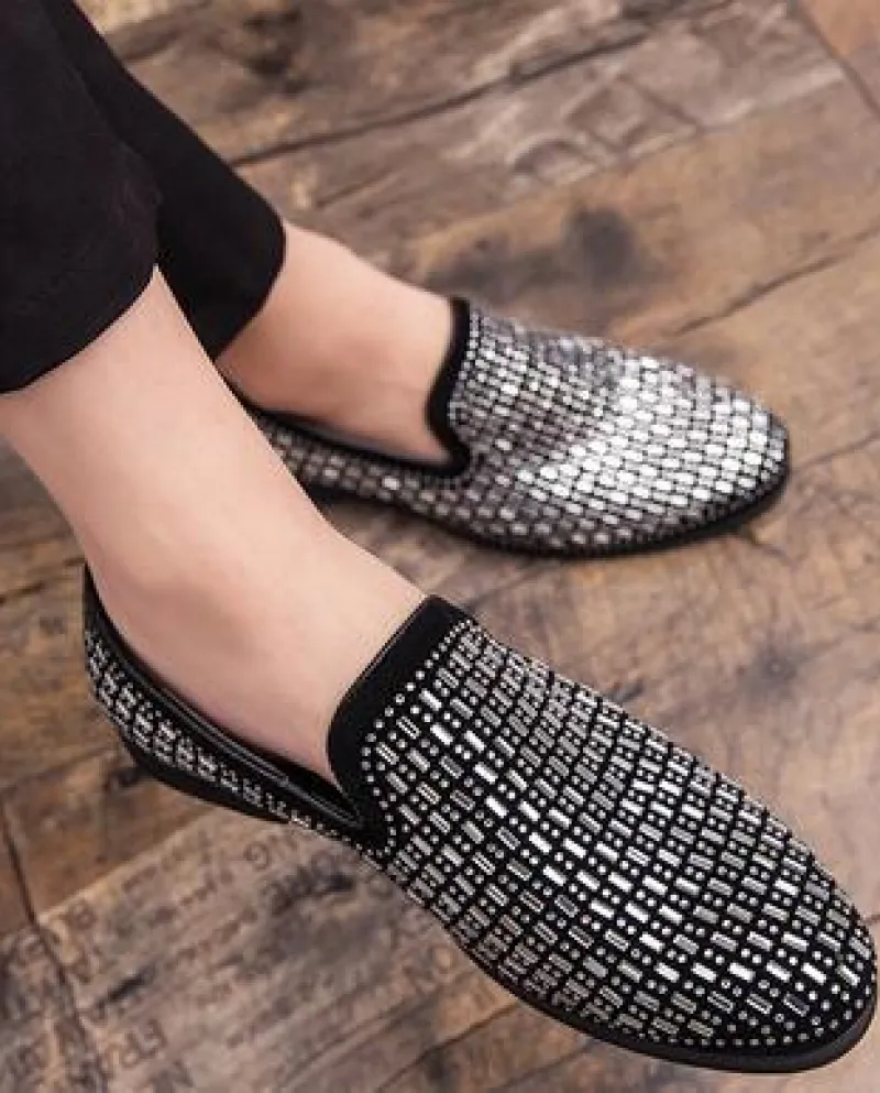 New Street Fashion Trendsetter Uomo Brillante Charm Strass Abito da sposa Prom Homecoming Scarpe Zapatillas Hombre Footw