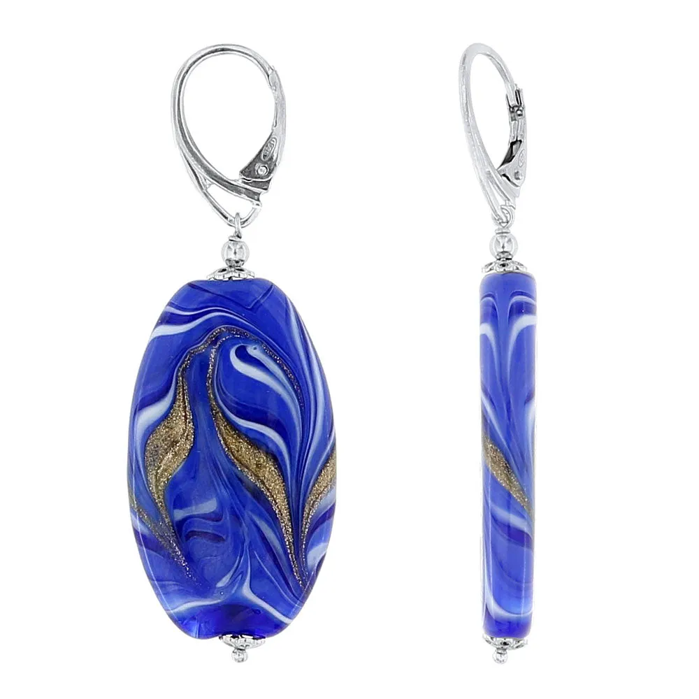 Orecchini Donna in Vetro di Murano Pendente Blu