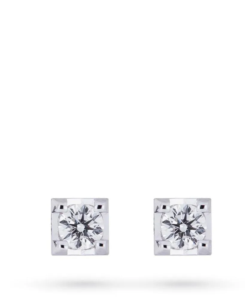 Orecchini oro bianco diamante solitario 4 griff 0,48ct Mirco Visconti