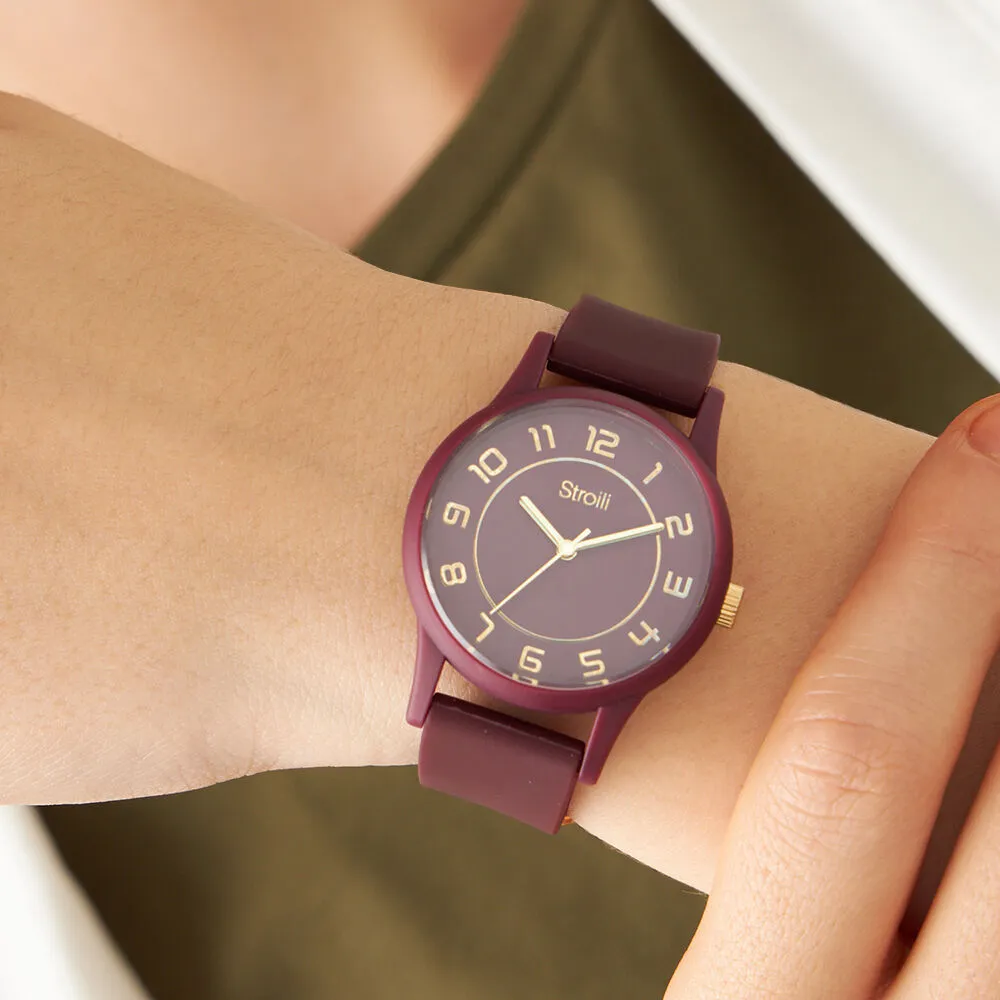 Orologio Al Quarzo Stroili Marsiglia Cassa Rotonda Resina Bordeaux 33 mm Quadrante Bordeaux Cinturino Silicone Bordeaux